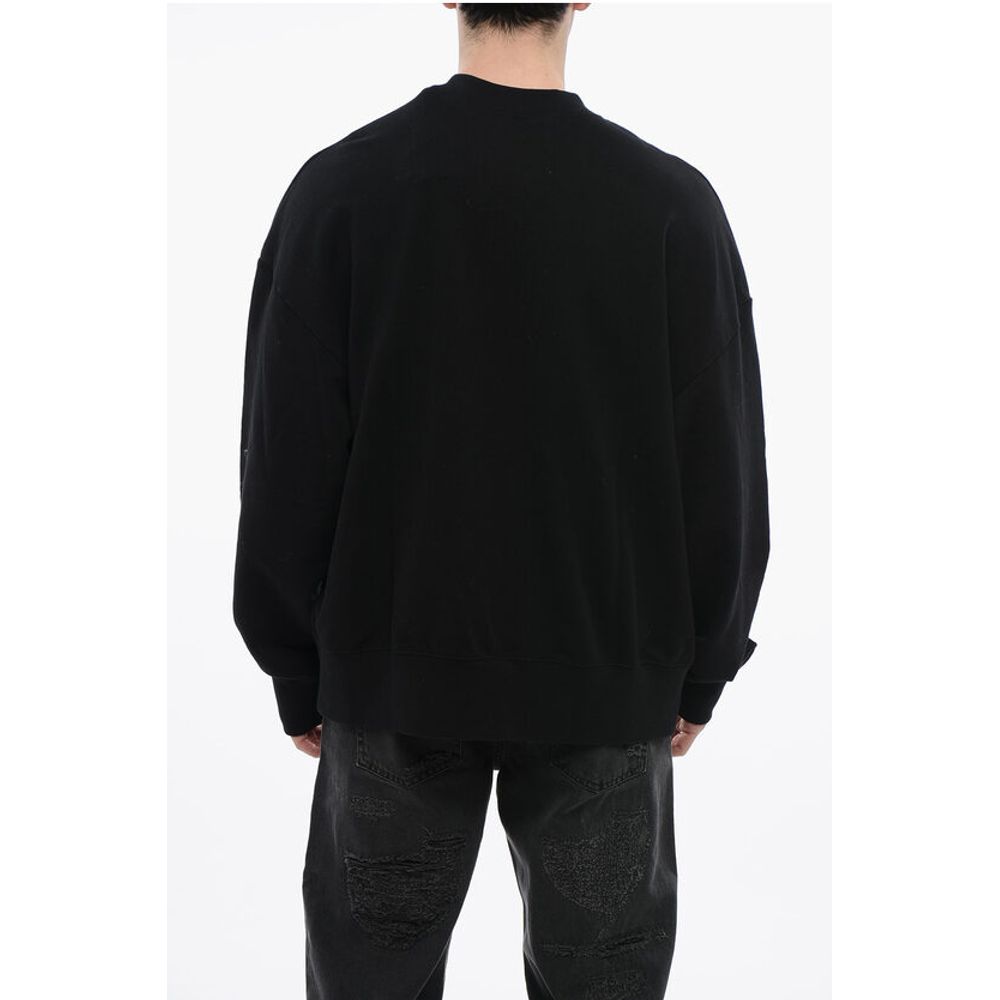 Palm Angels Logo Print Brushed Cotton Crewneck Sweatshirt