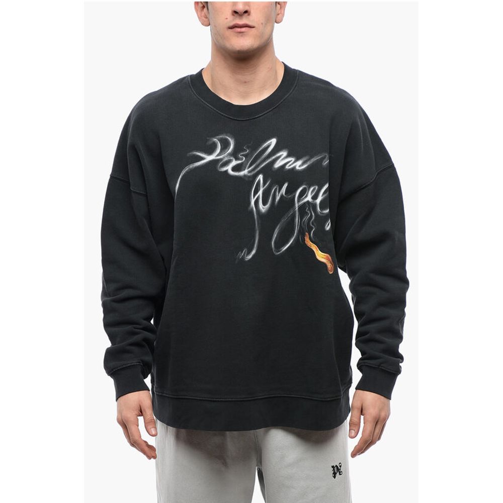 Palm Angels Crew Neck FOGGY Brushed Cotton Sweatshirt