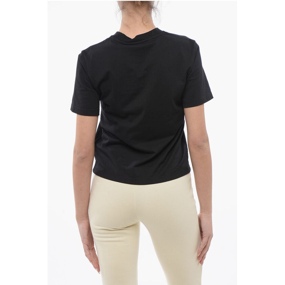 Palm Angels Cropped T-shirt With Embroidered Logo