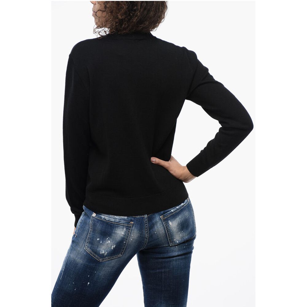 Dsquared² Virgin Wool Crew-neck Sweater with Embossed Logo