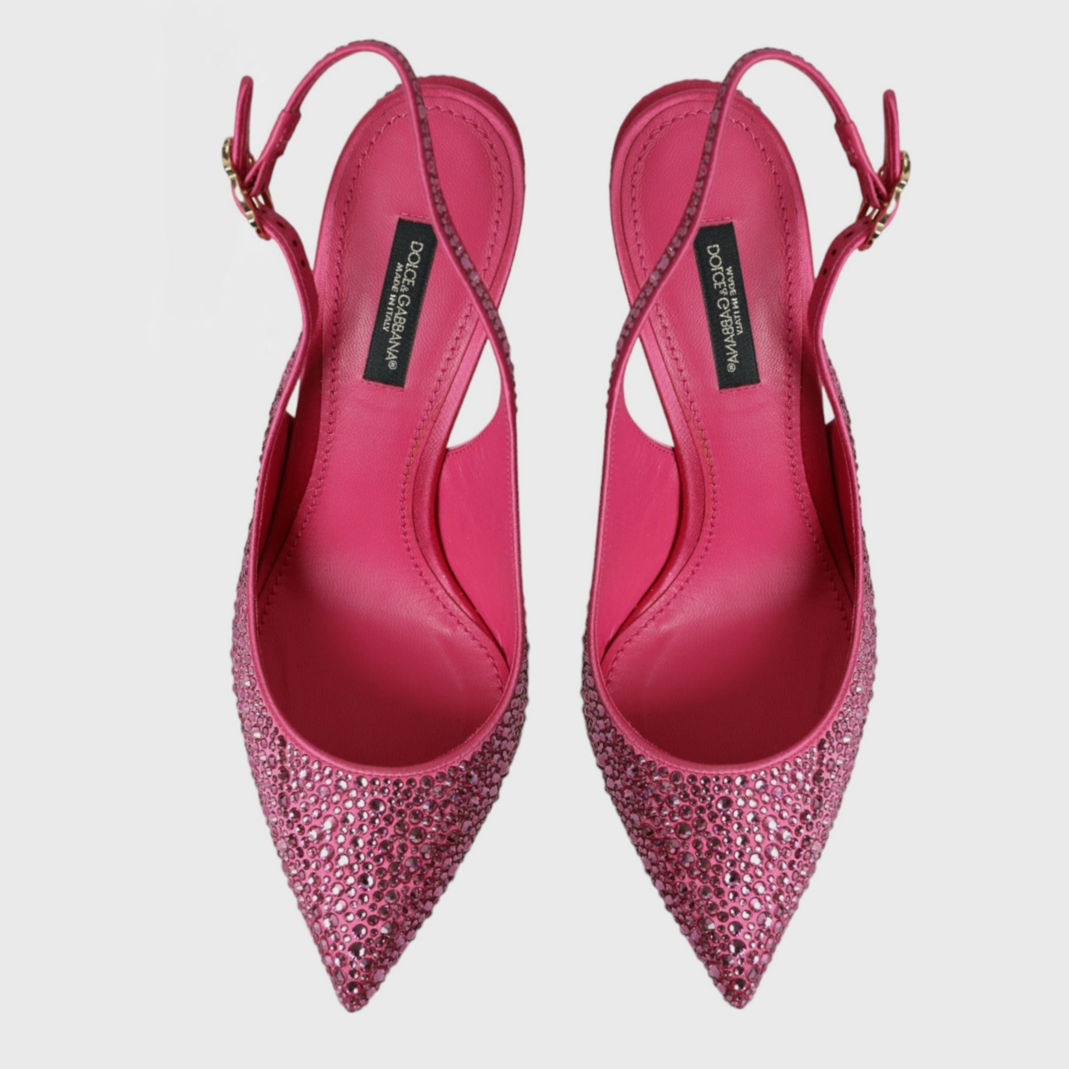 Дамски луксозни обувки с кристали на висок ток в розово DOLCE & GABBANA
Women’s Luxury Pink Slingbacks Crystal Heels
