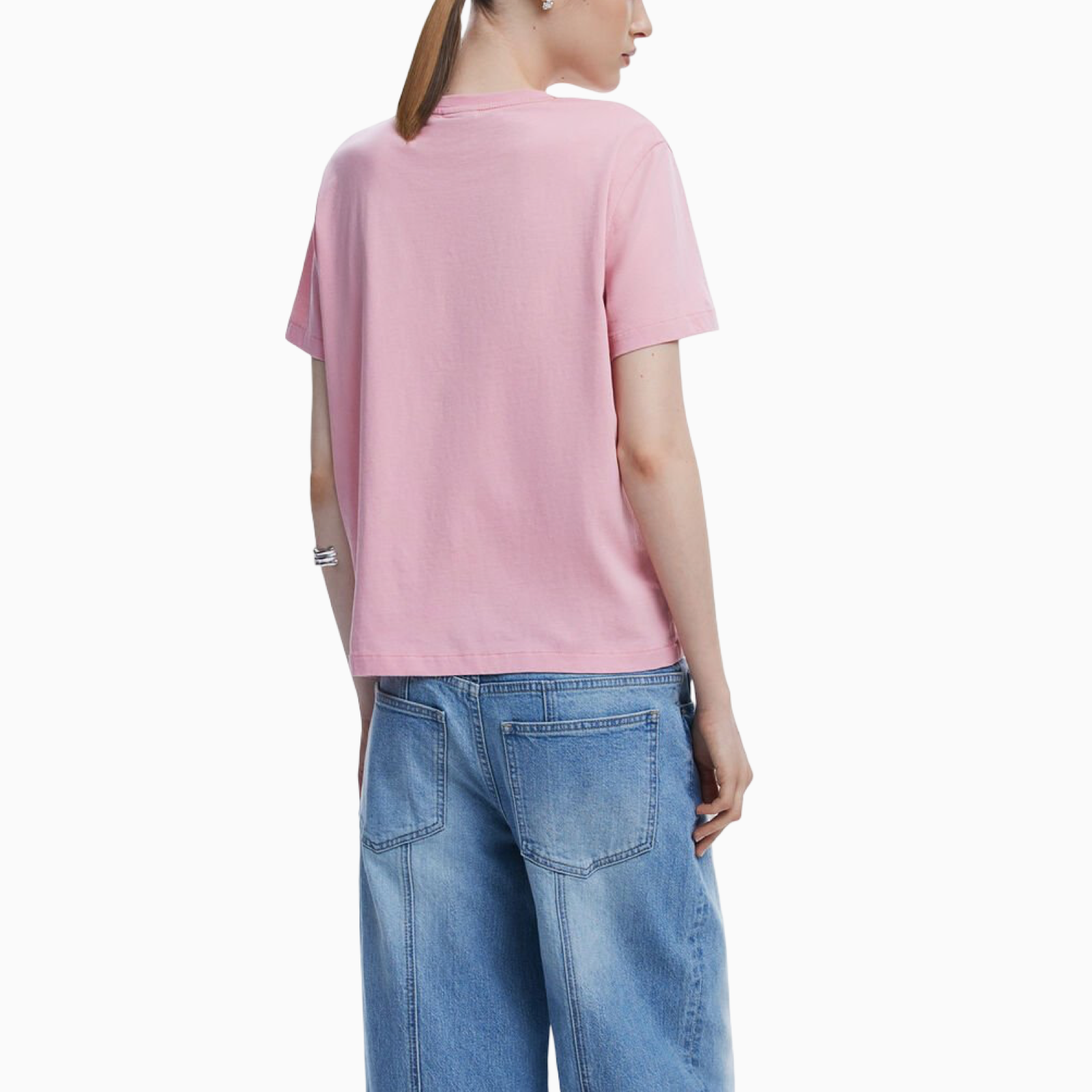 Дамска розова тениска Desigual 25WWTKX2 Back View