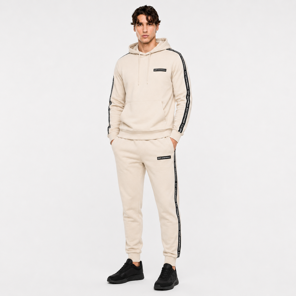 Мъжки бежов суичър EA7 Emporio Armani Men Sweatshirt 7M002196 AF10377 U1079 Front View
