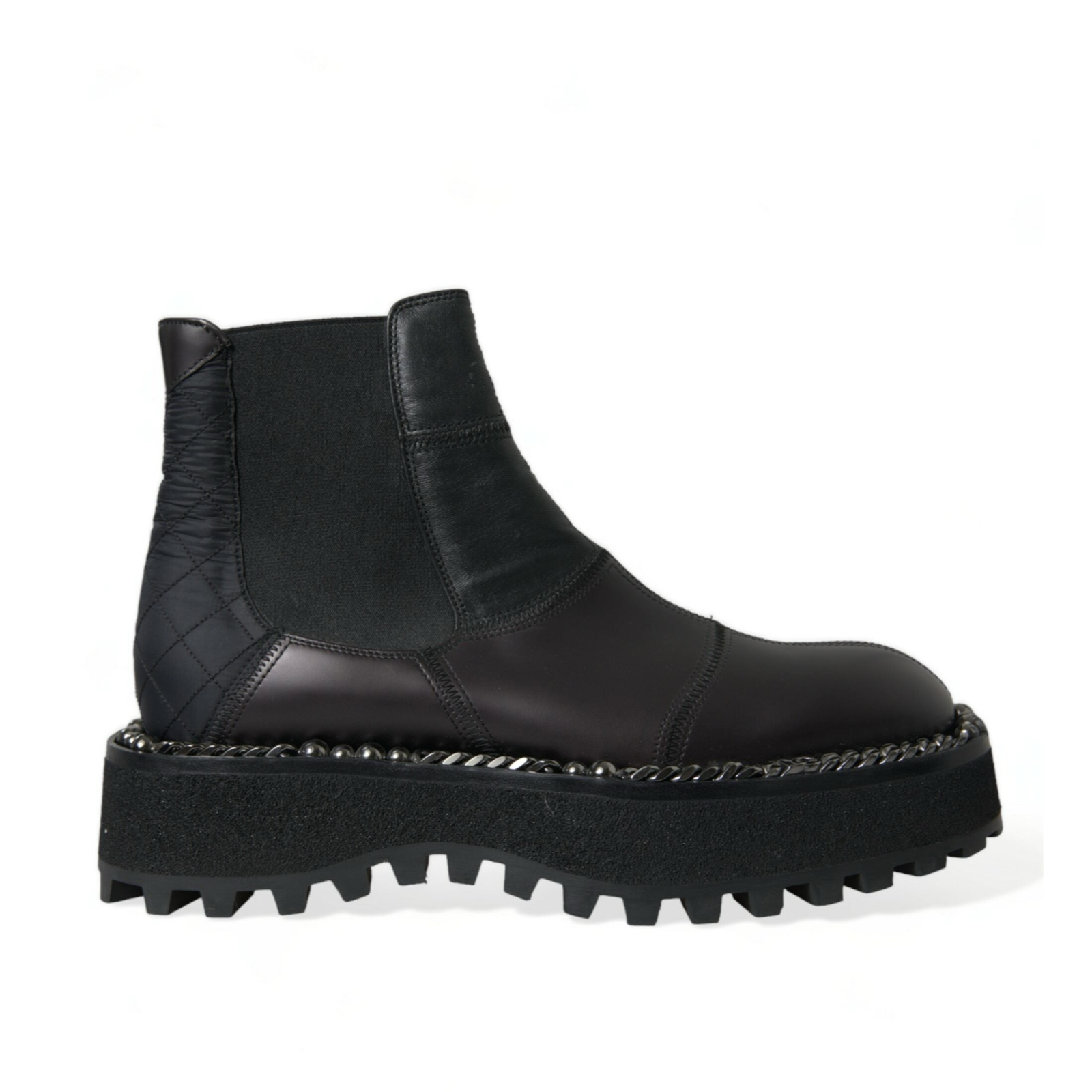 Dolce & Gabbana Chain Embellished Men Boots Lateral View