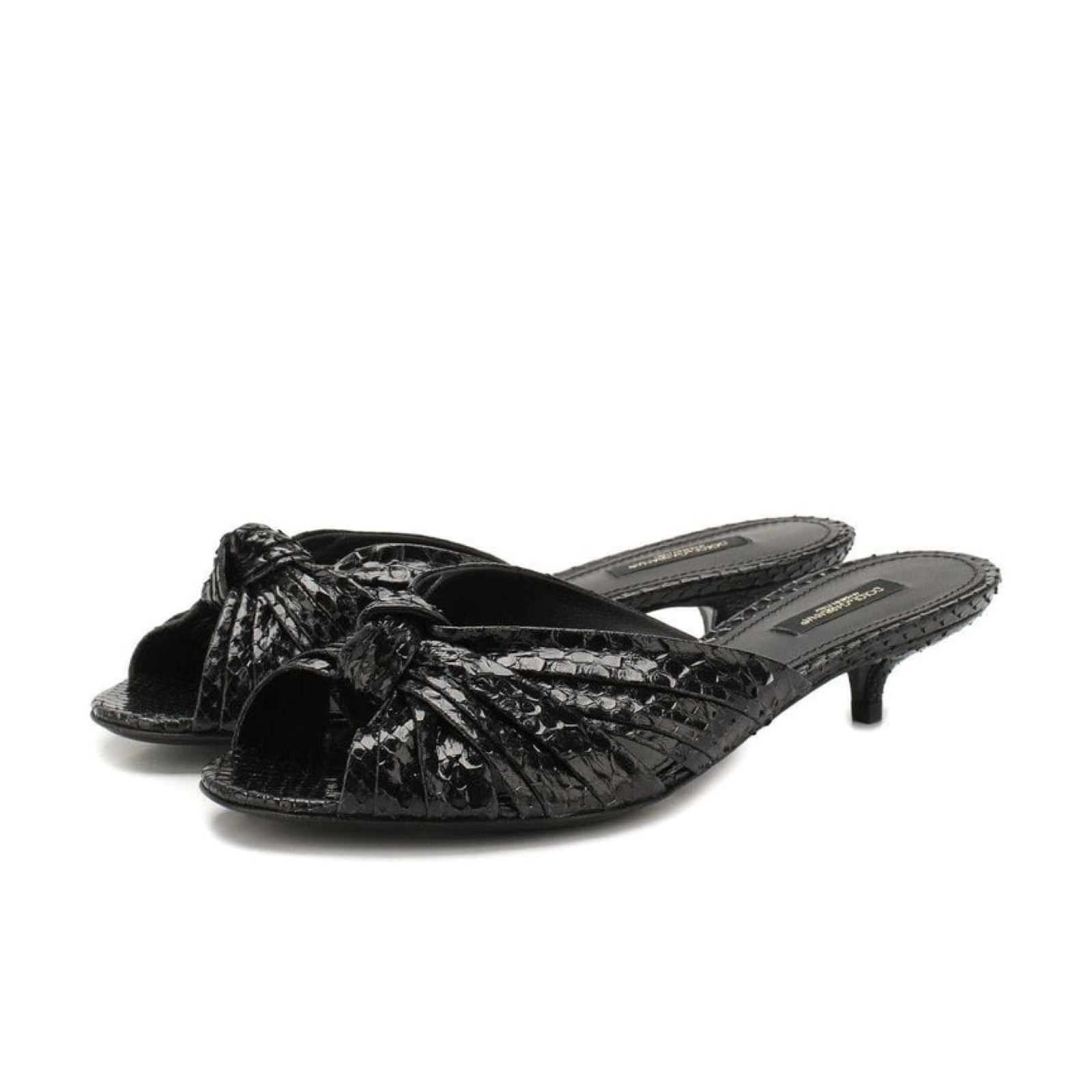Dolce & Gabbana Python Leather Heels Slides CR1076 A2043 80999 Medial View