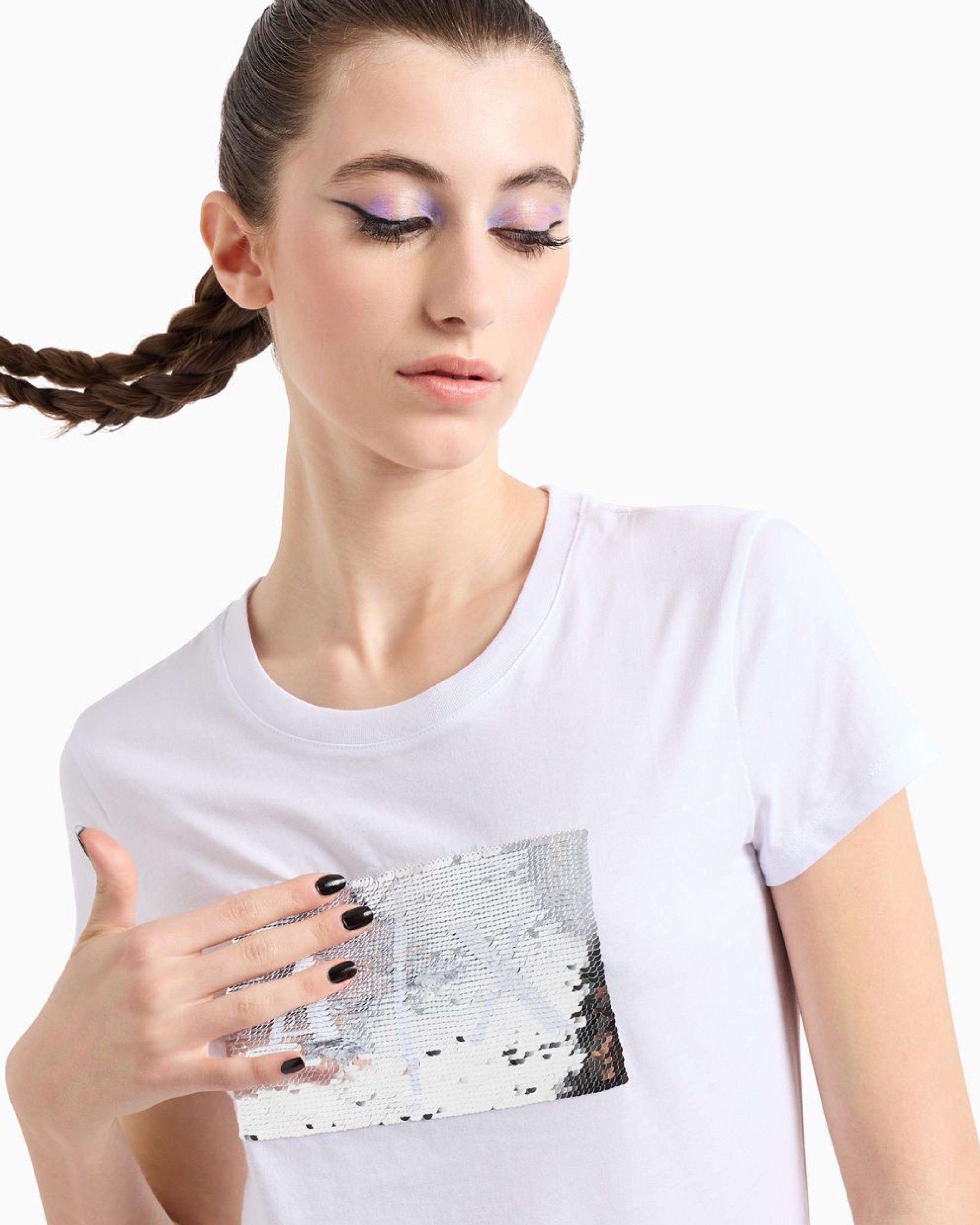 Дамска тениска в бяло с кръгло деколте Armani Exchange 8NYTDL YJ73Z 16110 нова колекция