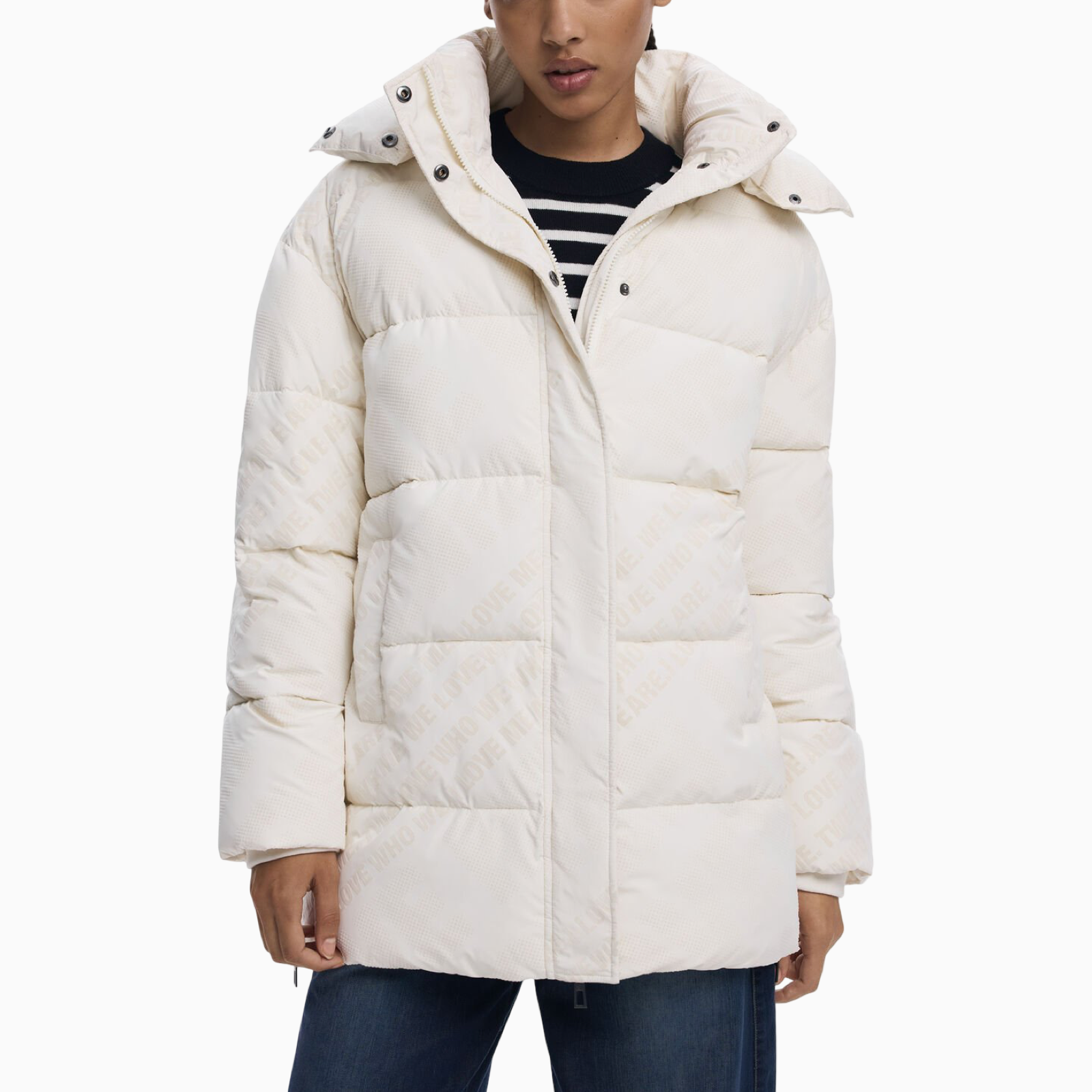 Дамско бяло яке Desigual Women Jacket 25WWEW23 Front View