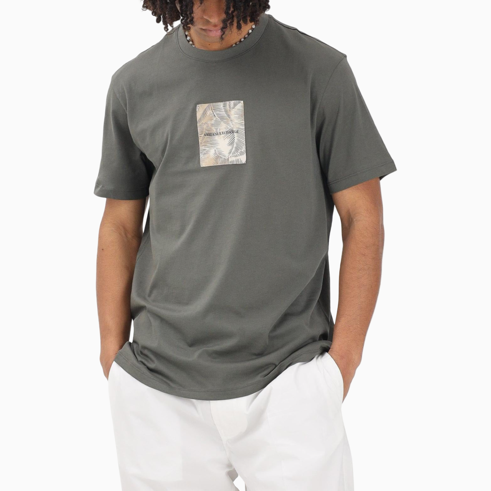 Мъжка зелена тениска Armani Exchange Men T-shirt XM002501 AF10356 Front View