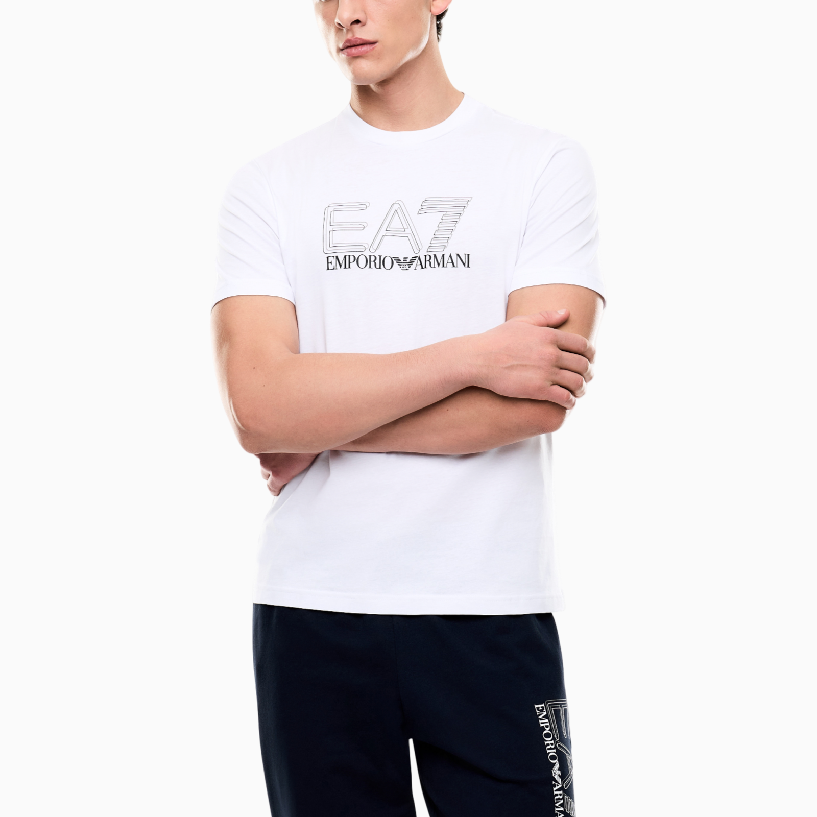 Мъжка бяла тениска EA7 Emporio Armani 7M001307 AF10375 U0002 Front View
