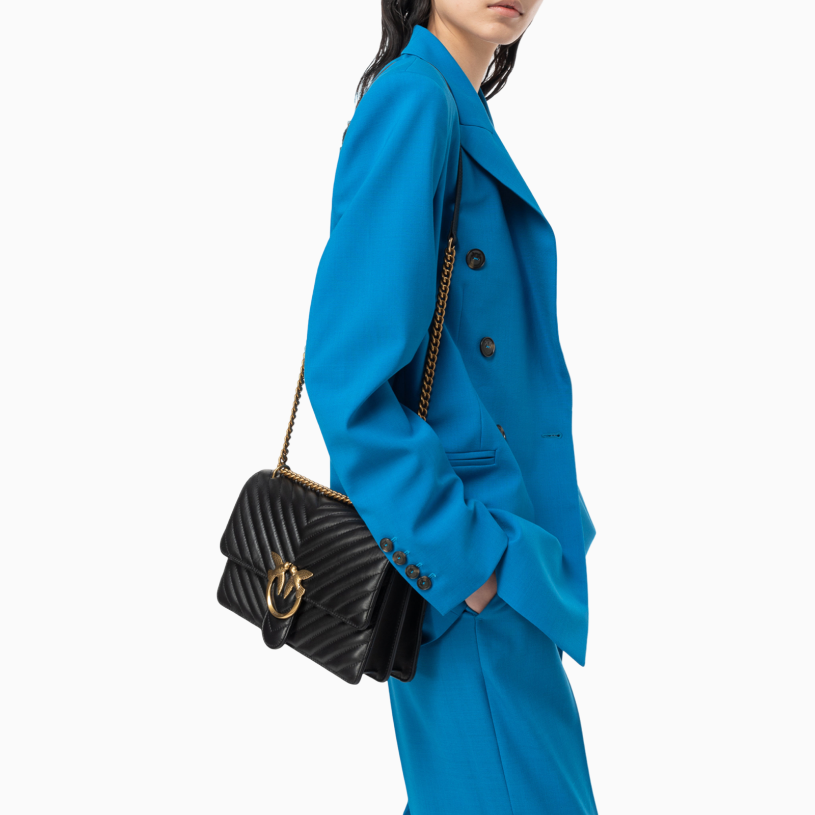 Дамска чанта Pinko Love One Chevron 100941 A0GK Z99Q Shoulder Bag Model View