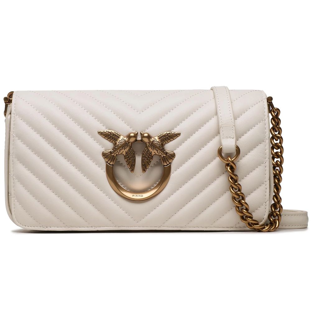 Дамска чанта Women’s shoulder bag PINKO 100068A0GKZ14Q Love Click Baguette Mini White front view