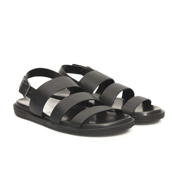 Мъжки сандали Cerruti 1881 Black Leather Men Sandal Lateral View