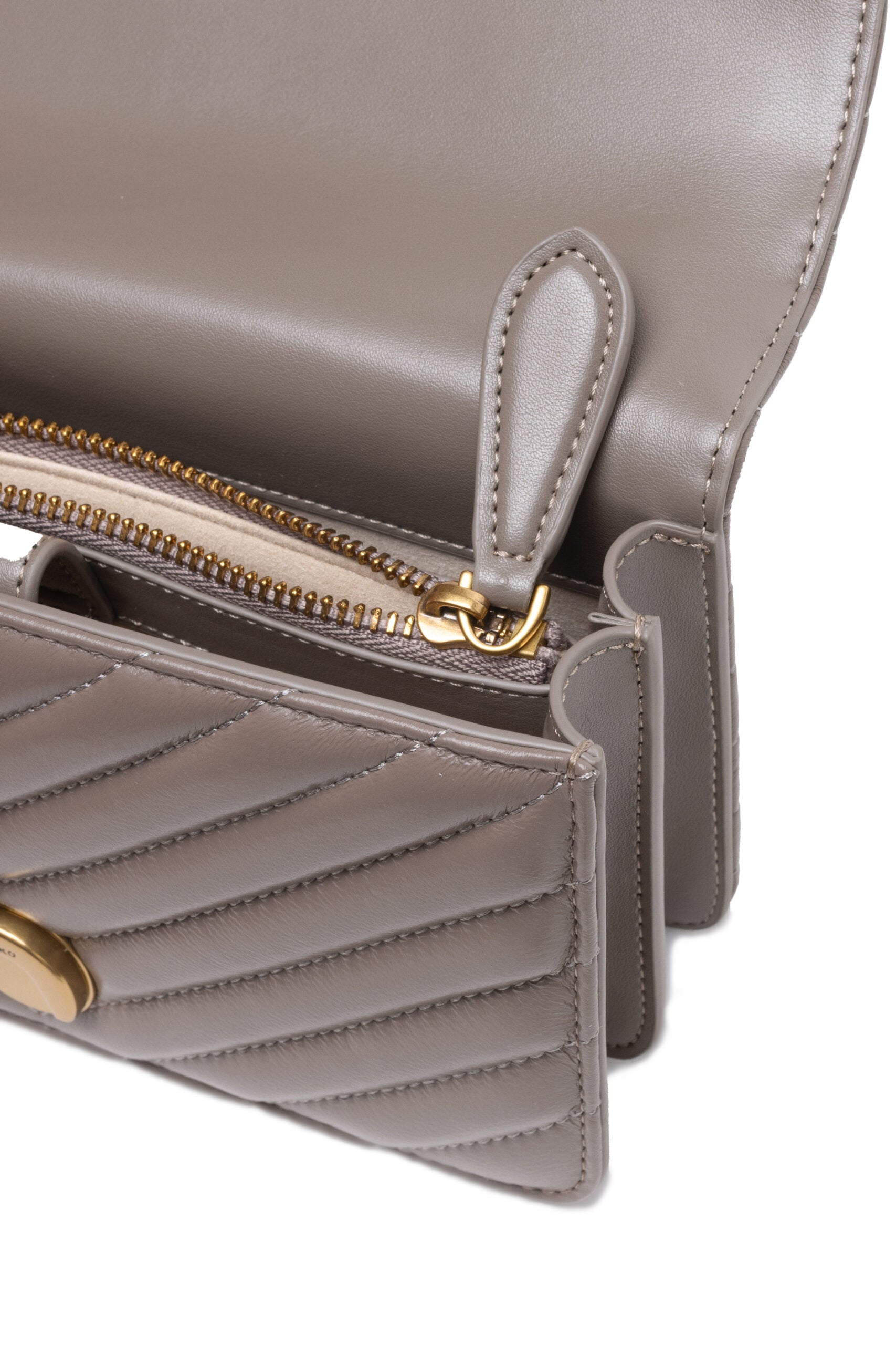 Дамска чанта Women’s shoulder bag PINKO Love One Mini Chevron 100074 A0GK I68Q Beige inside view