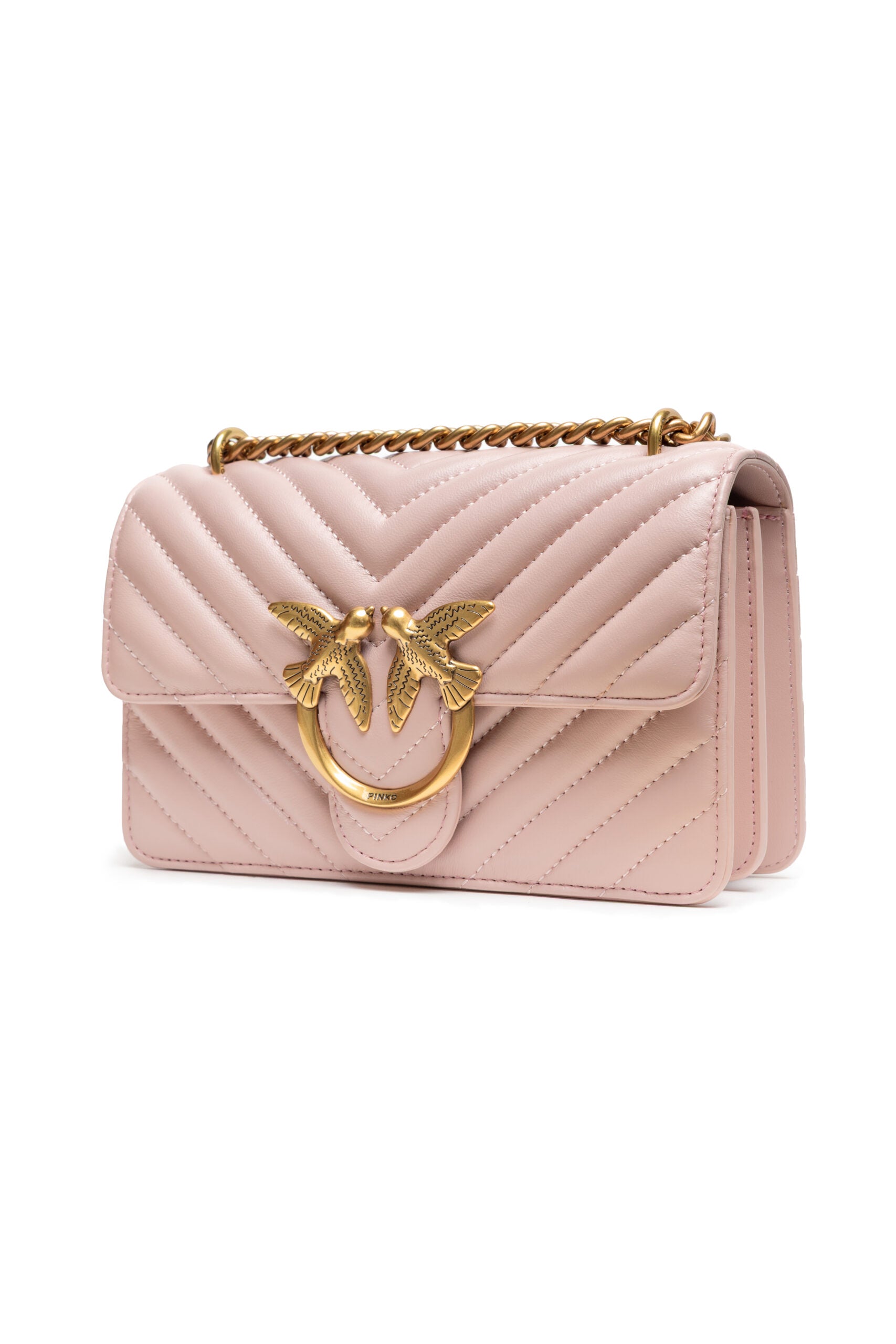 Дамска чанта Women’s shoulder bag PINKO Love One Mini Chevron 100074 A0GK O81Q Cipria angled view