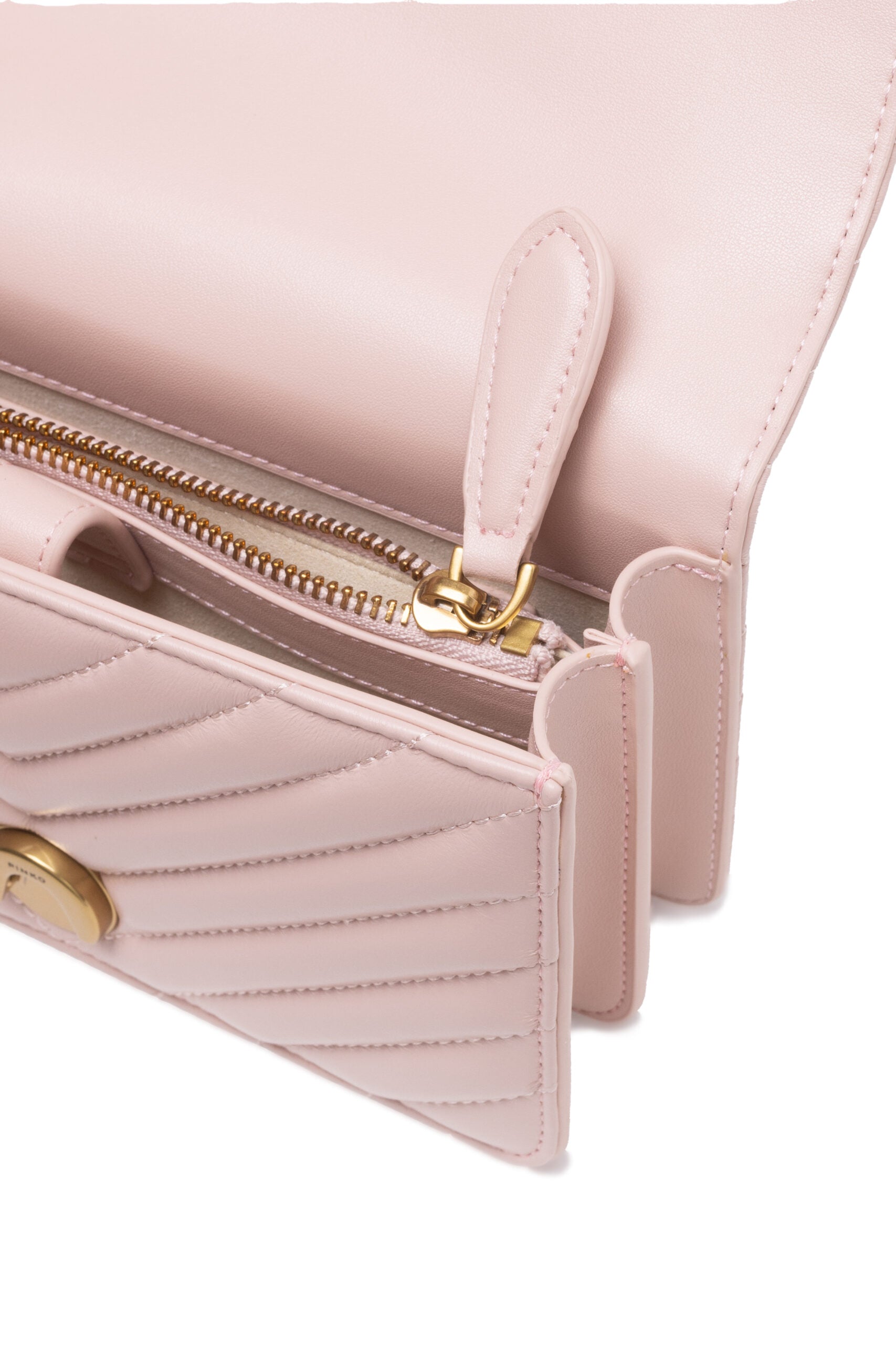 Дамска чанта Women’s shoulder bag PINKO Love One Mini Chevron 100074 A0GK O81Q Cipria close up view 