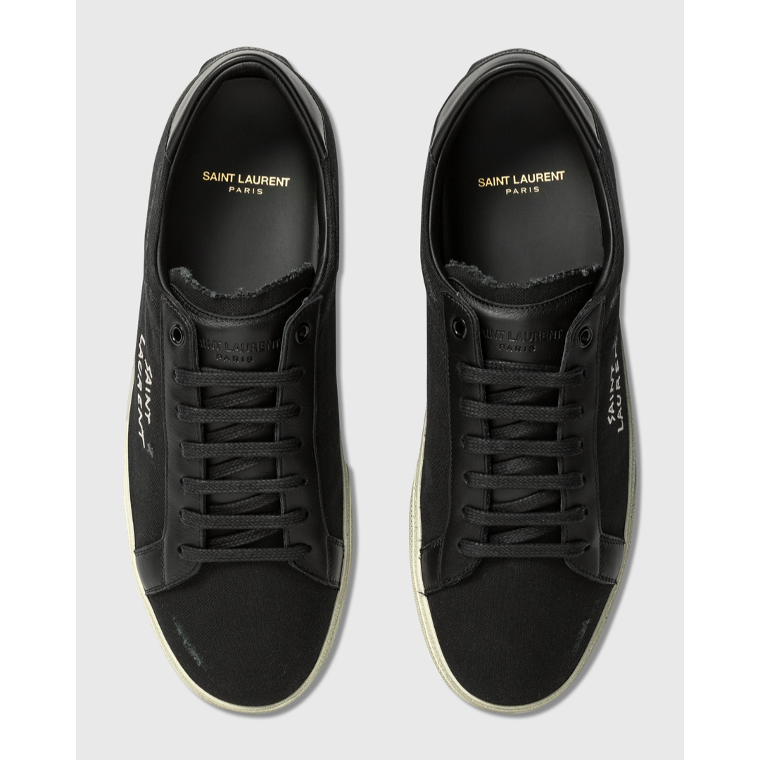 Дамски кецове Saint Lauren Black Canvas & Leather Low-Top Sneakers