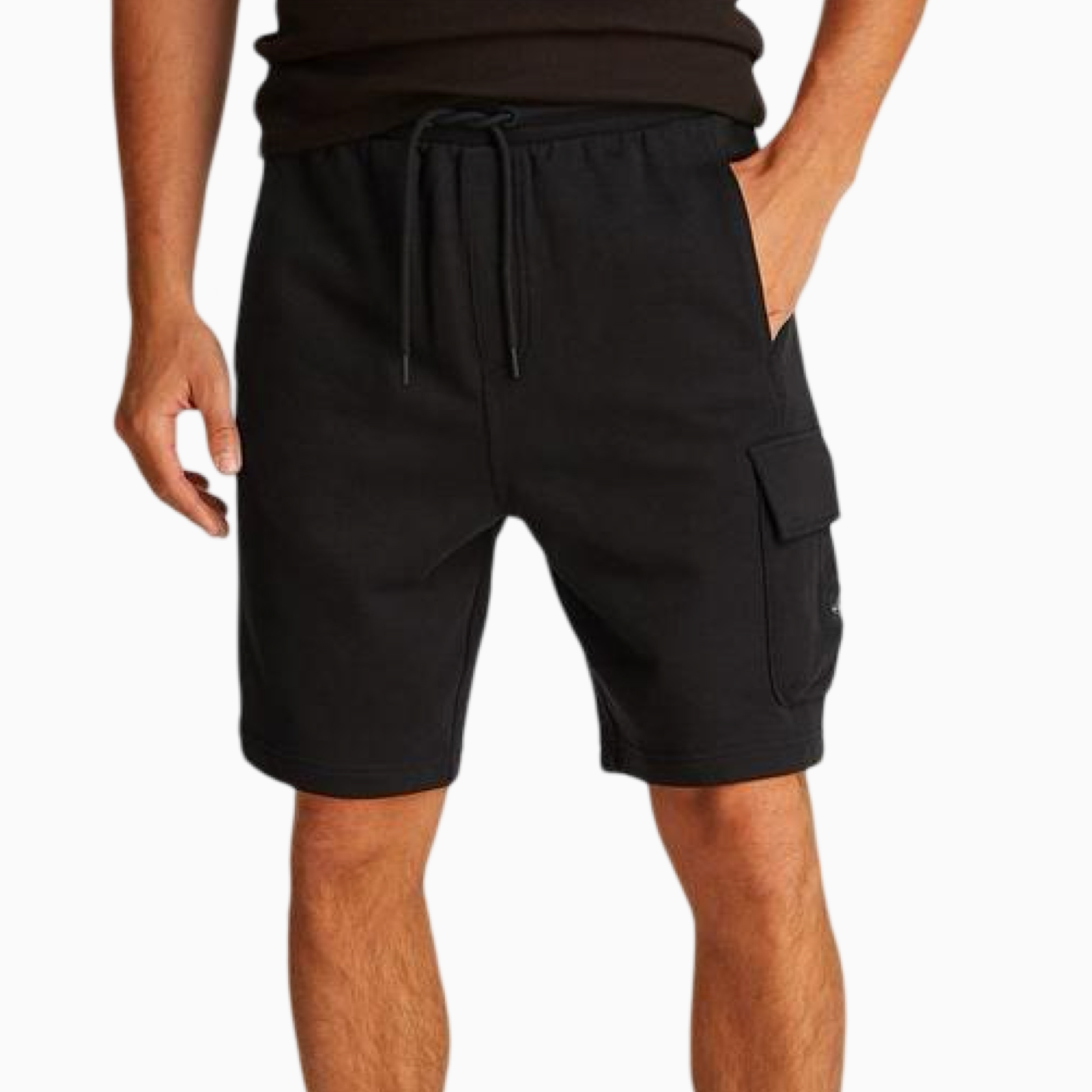 Мъжки черни памучни къси панталони Calvin Klein Jeans J30J327284