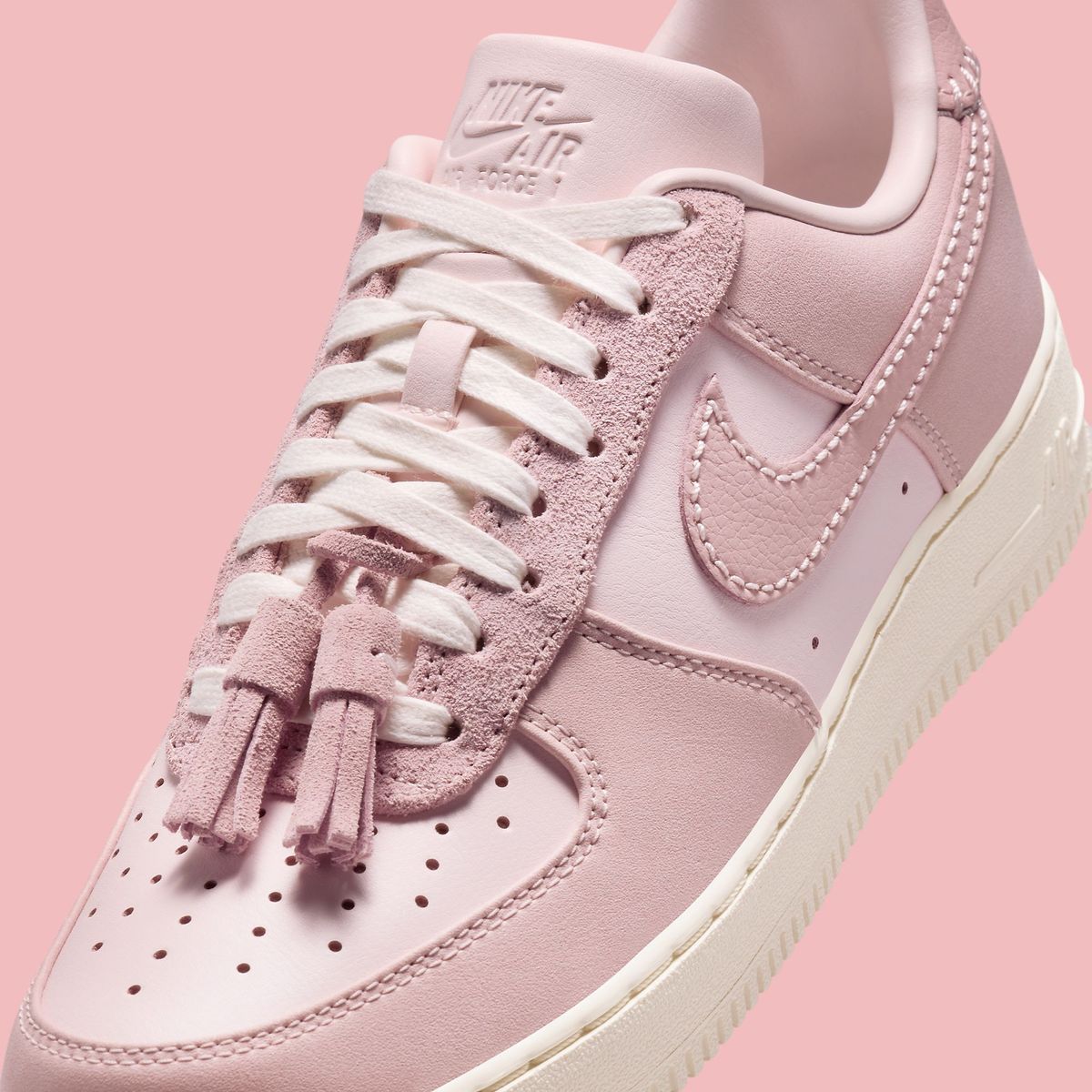 Nike Air Force 1 '07 Pink Tassels Women Sneakers IB4654-661 Close-Up