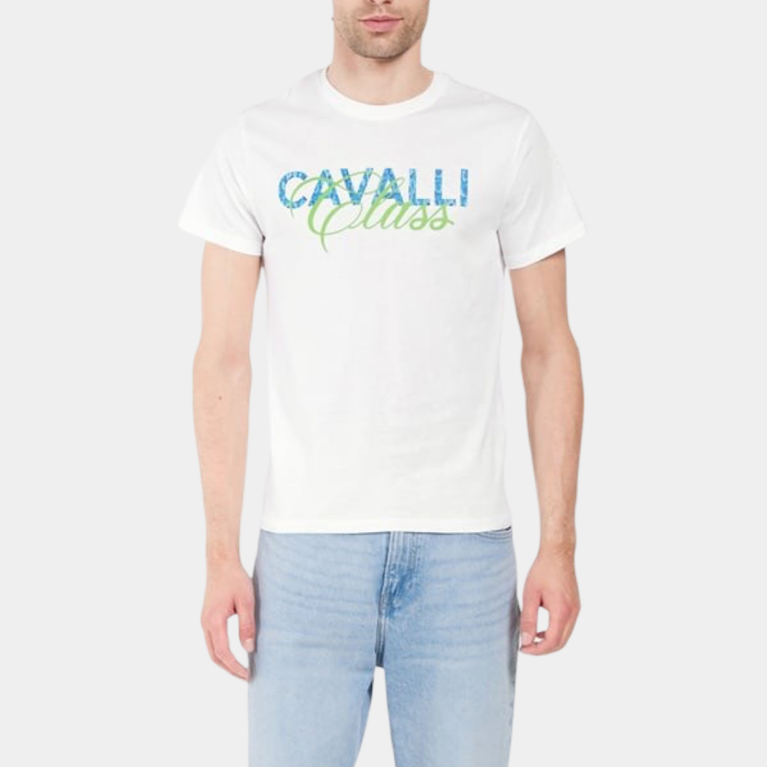 Мъжка бяла тениска Cavalli Class CLL2MTS03