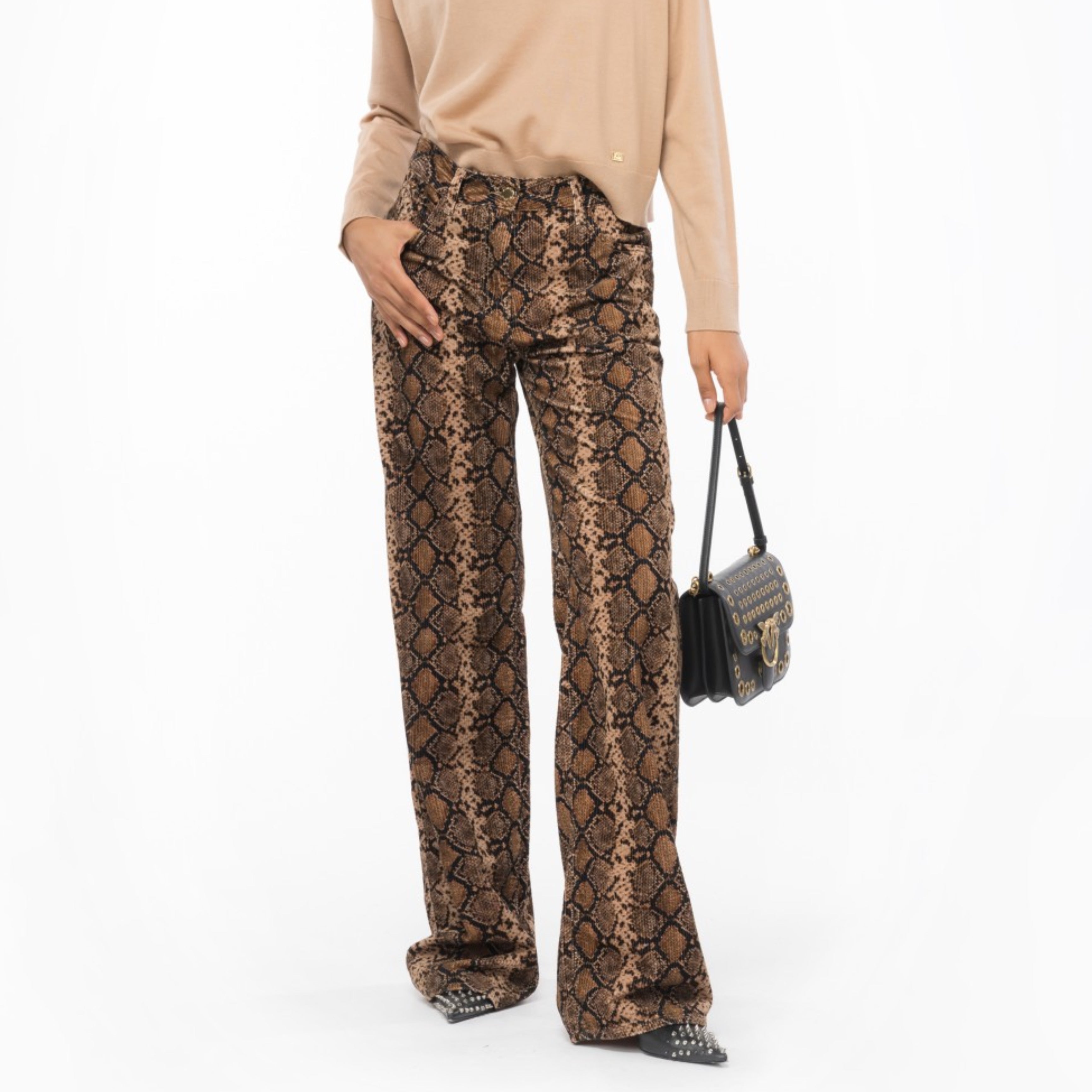 Дамски кадифен/джинсов панталон Women’s corduroy trousers PINKO 101958A17F38ZC8 Python print