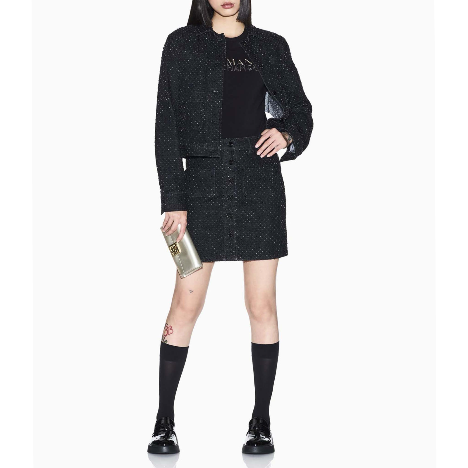 Дамска черна тениска Armani Exchange Women T-shirt XW001837AF16294UC001 Front View