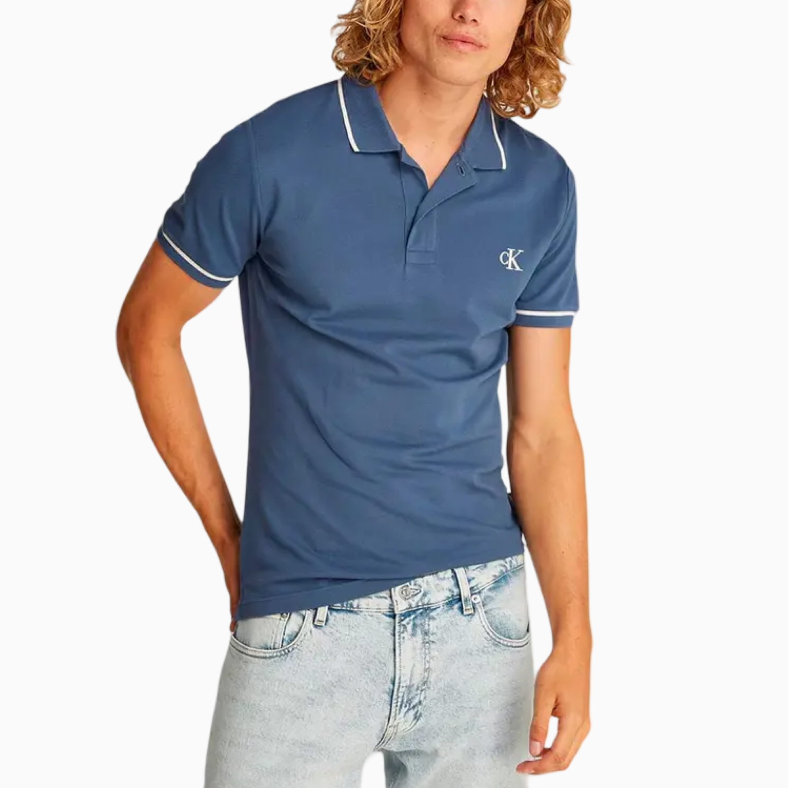 Мъжка синя поло тениска Calvin Klein Jeans J30J315603