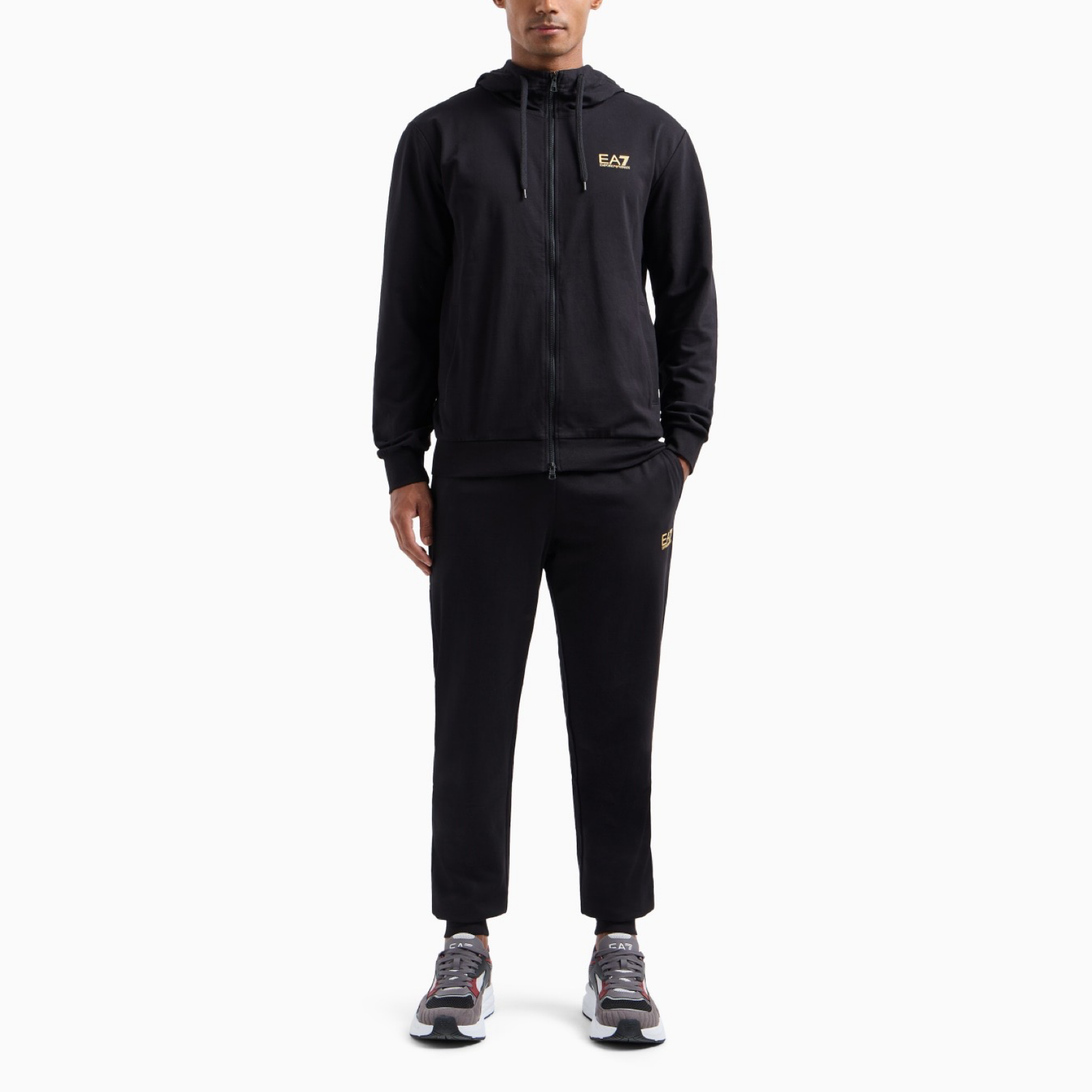 Мъжки черен спортен екип EA7 Emporio Armani Men Tracksuit 8NPV63 PJVRZ 0208 Front View