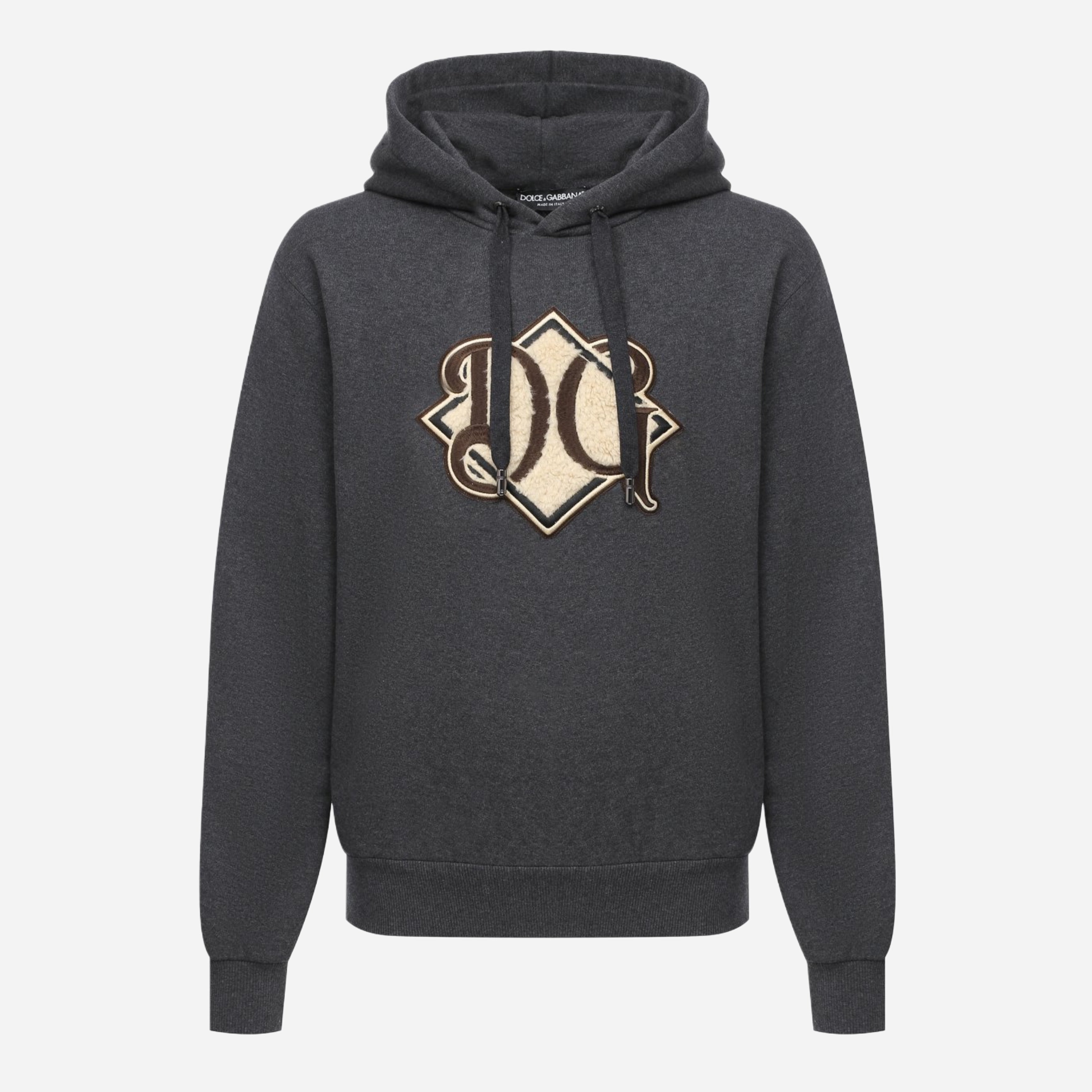 Мъжки памучен суичър худи в сиво DOLCE & GABBANA Men Cotton Grey Sweatshirt