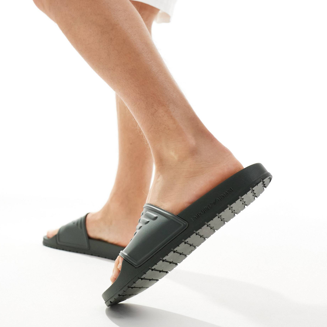 Мъжки зелени чехли Emporio Armani XVPS08 XN747 Heel View