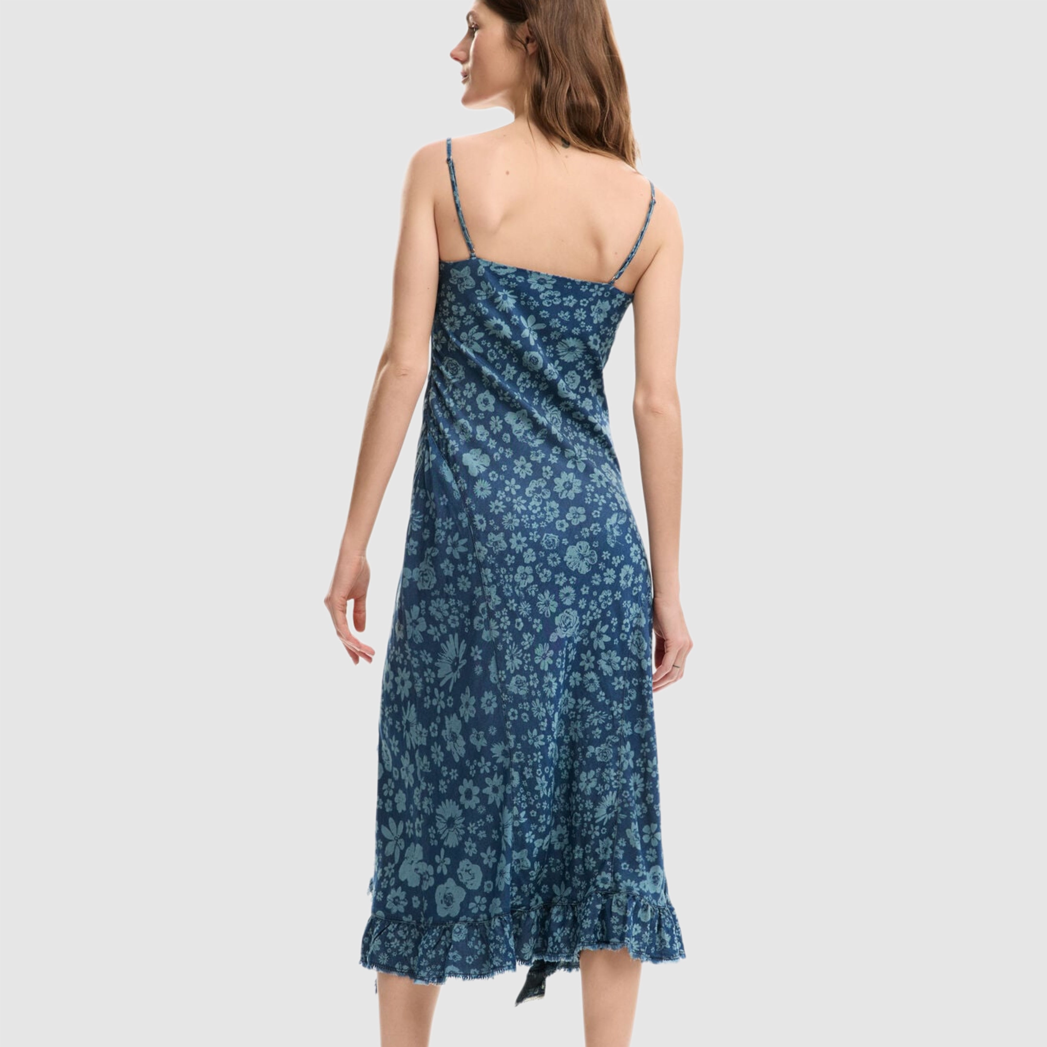 Дамска синя рокля Desigual 26SWVW33 5053 Back view 