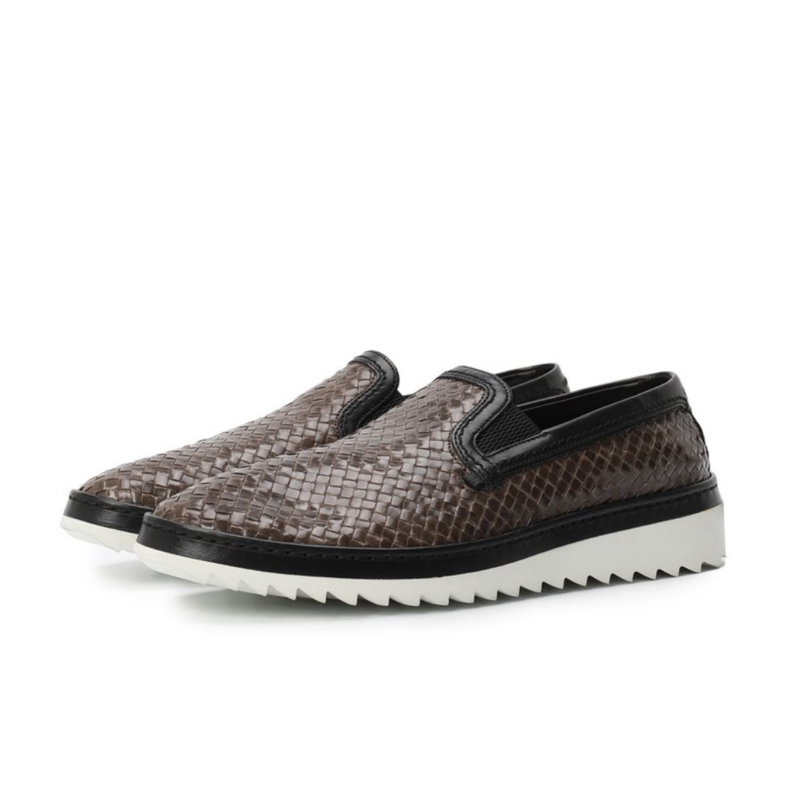 Мъжки мокасини Dolce & Gabbana A50078 AH395 8B836 Leather Weaved Men Loafers Lateral View