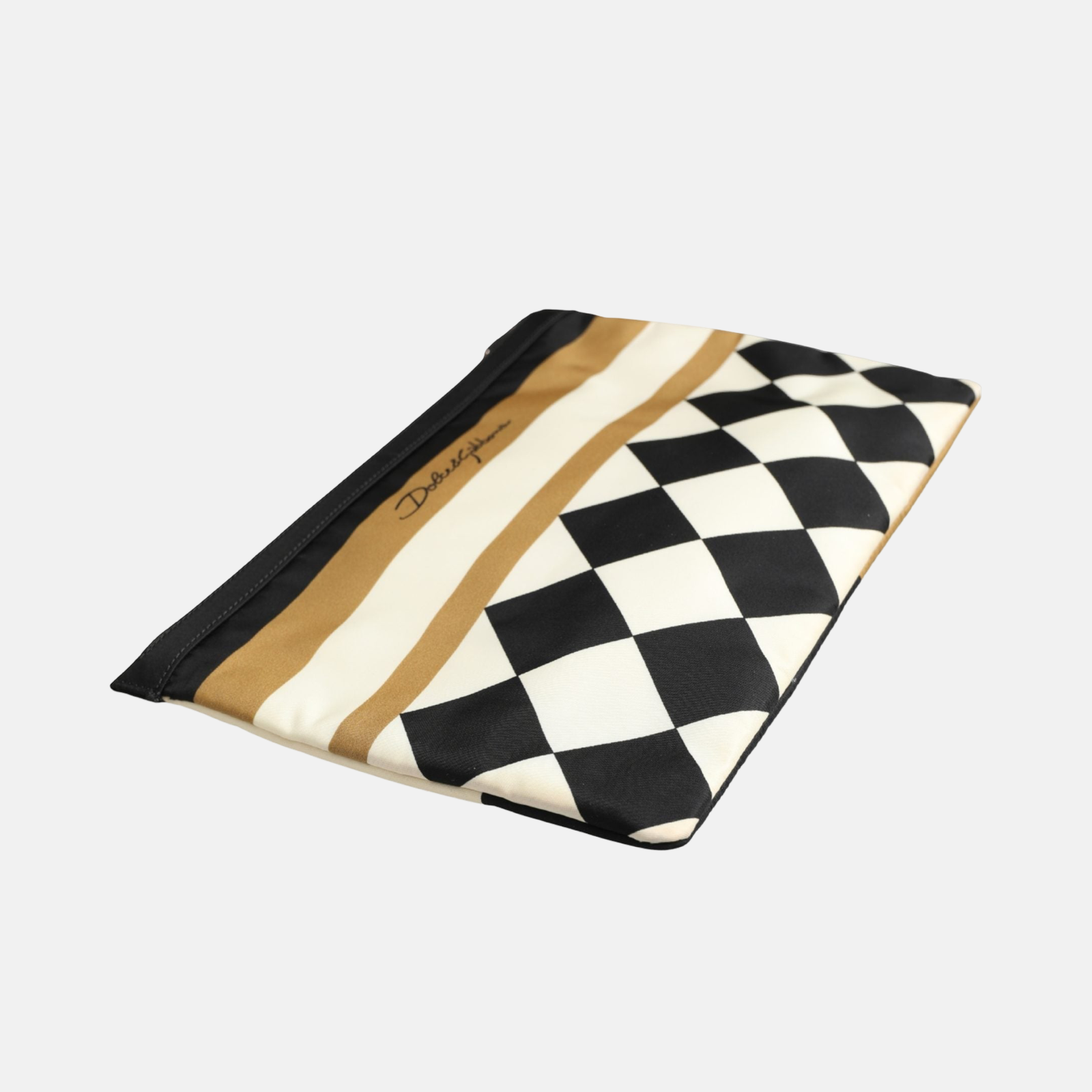 Dolce & Gabbana Checkered Logo Print Men Clutch Bag Top View