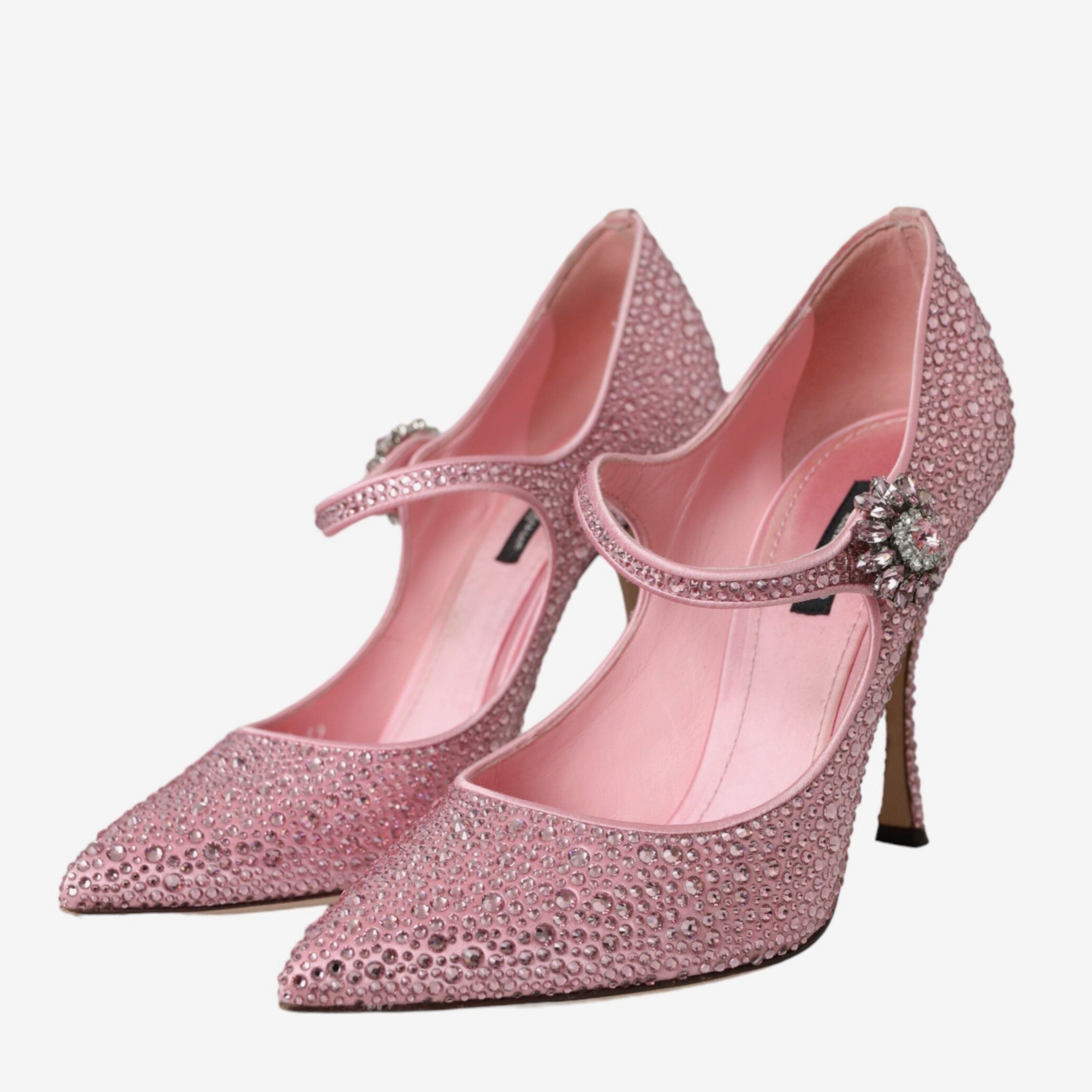Дамски обувки на висок ток с кристали в розово DOLCE & GABBANA Women’s Pink Strass Crystal Heels