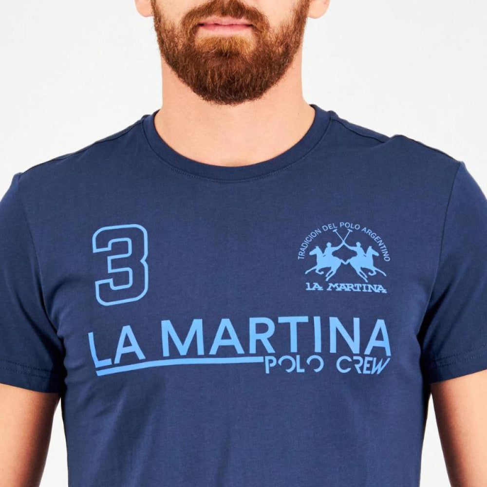 Мъжка тениска в тъмносиньо La Martina Men’s t-shirt La Martina XMR310 JS206 07017 Navy Blue Front cropped view