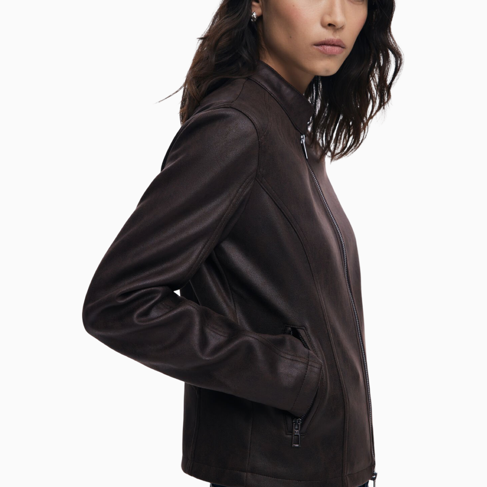 Дамско кожено яке Desigual Women Jacket 25WWEW43 6044 Side View