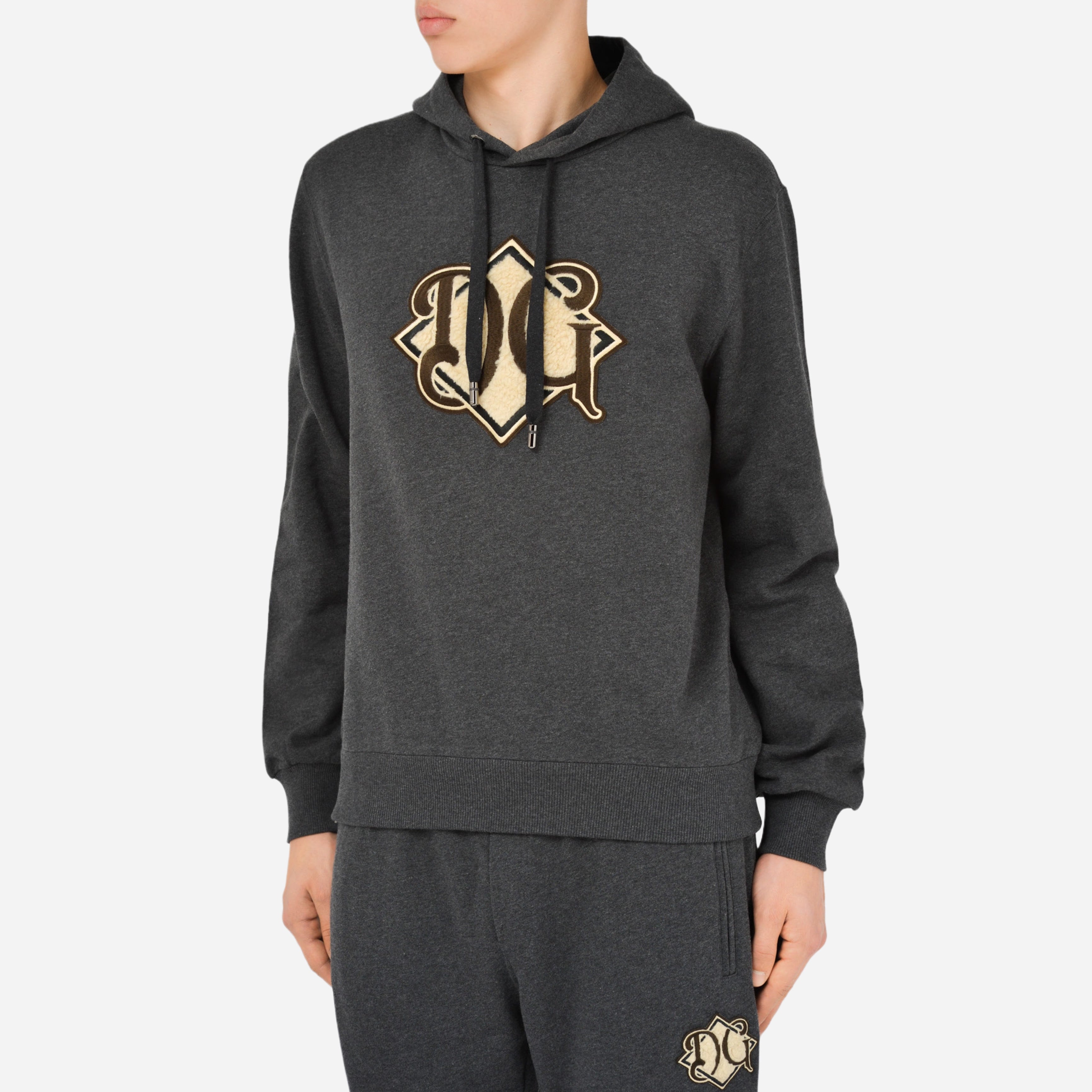Мъжки памучен суичър худи в сиво DOLCE & GABBANA Men Cotton Grey Sweatshirt