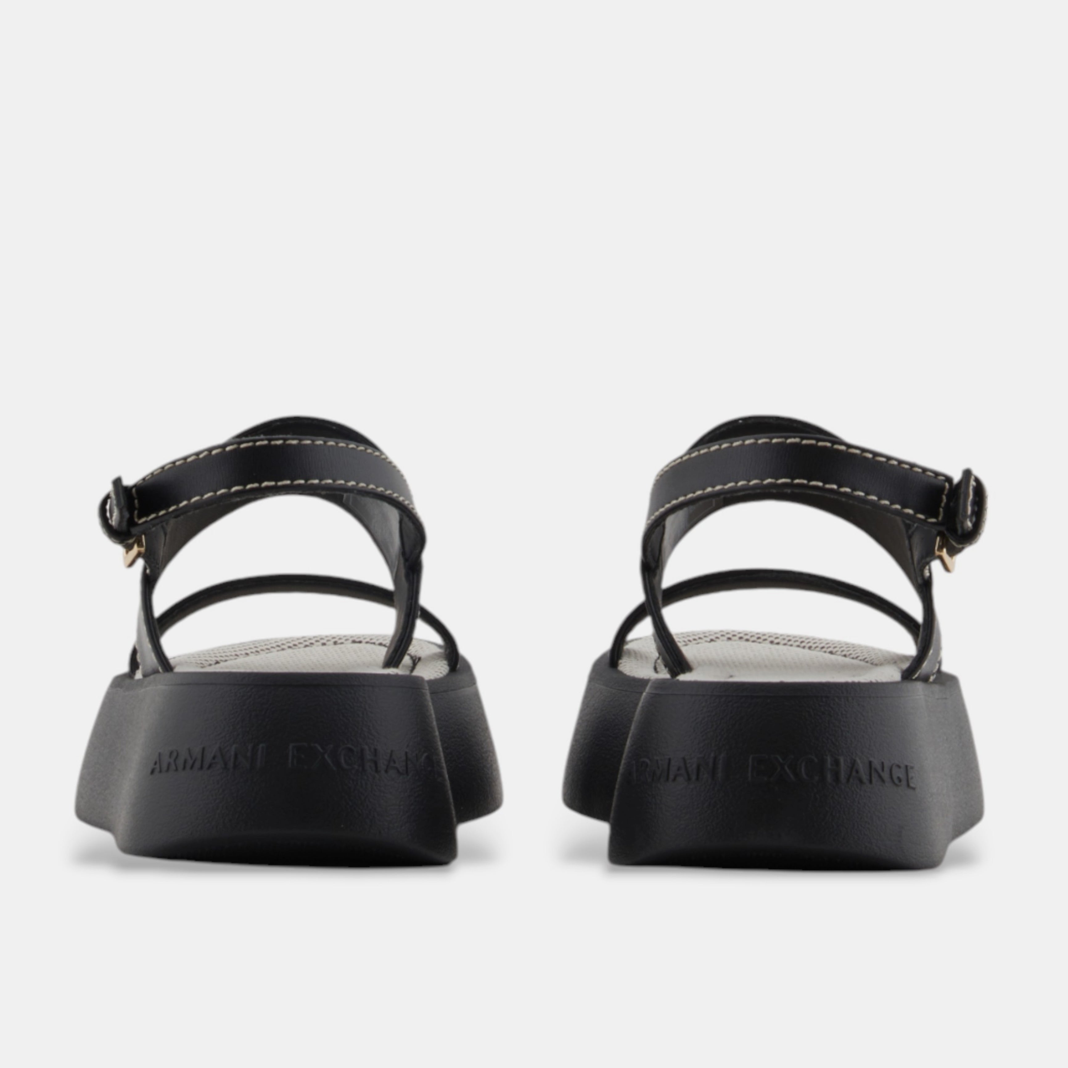 Дамски сандали на платформа Women’s Micro-Saffian Platform Sandals Armani Exchange XDP054 XV921 00002 Black heel view