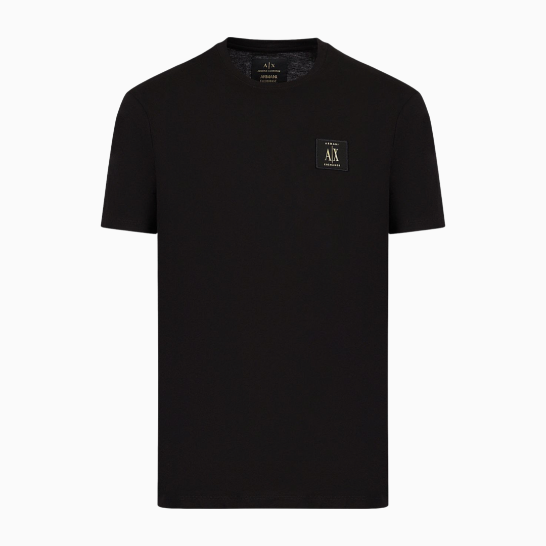 Мъжка черна тениска със златно лого Armani Exchange 8NZTPR ZJH4Z 1200