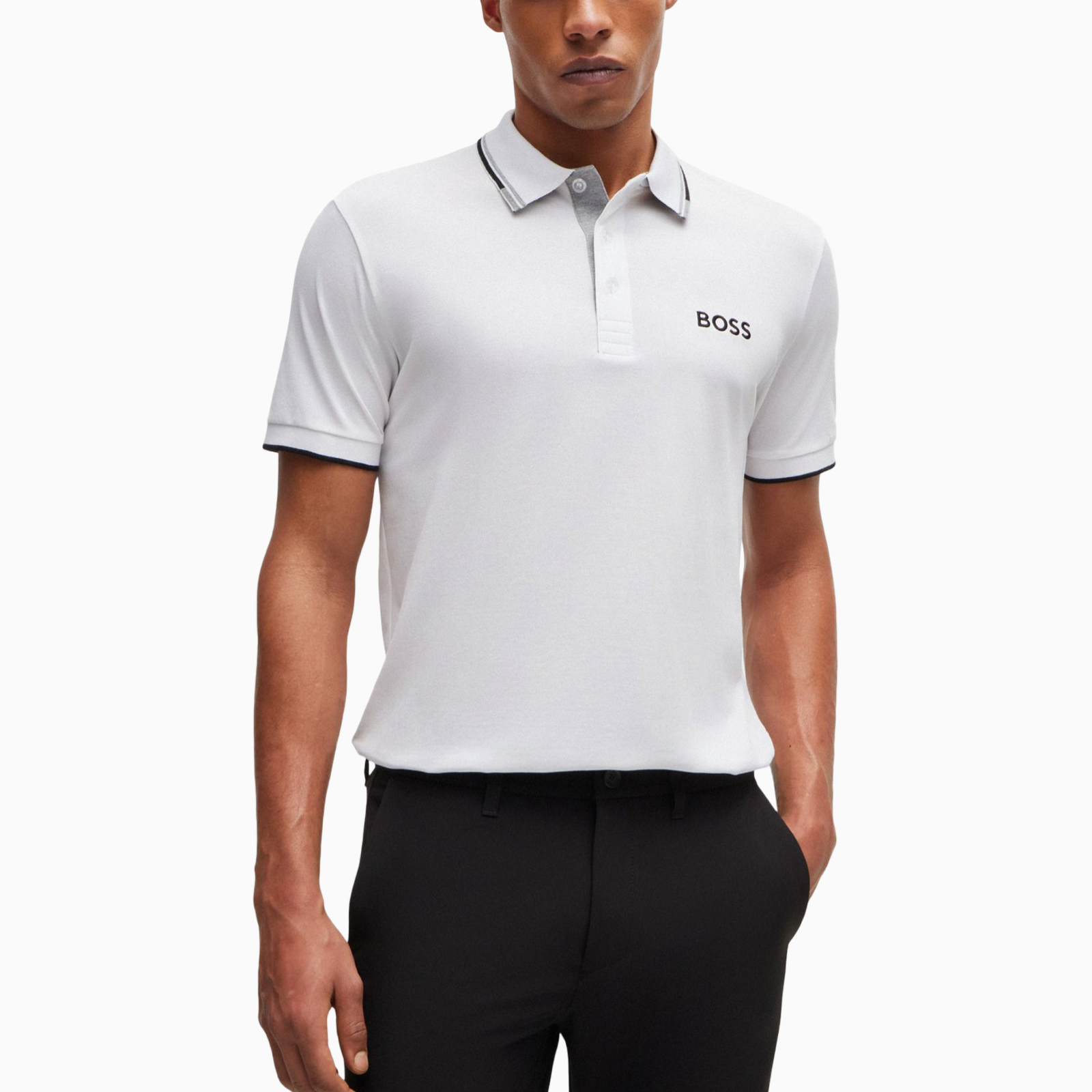 Мъжка бяла поло тениска Boss Paddy Pro Men Polo 50469102 100 Front View