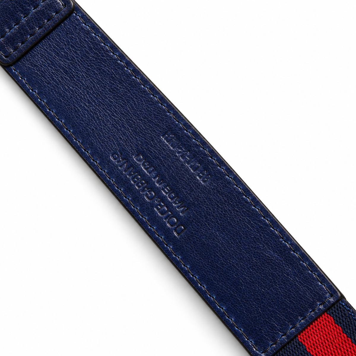 Men's belt Dolce & Gabbana SKU: BC4276 B9I51 back logo and size stamp close-up