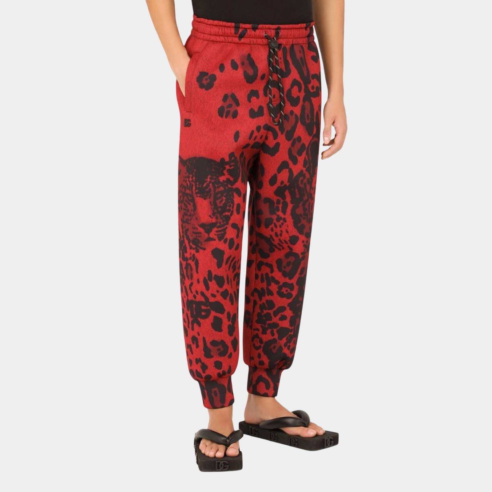 Dolce & Gabbana Leopard Print Jogger Pants GWWQAZ FHM13 HRTYN Side View