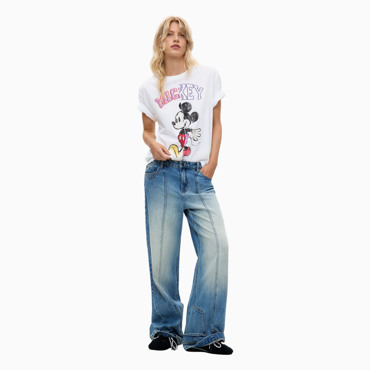 Дамска тениска Desigual Mickey Women T-shirt 26WWTK59 1000 Front View