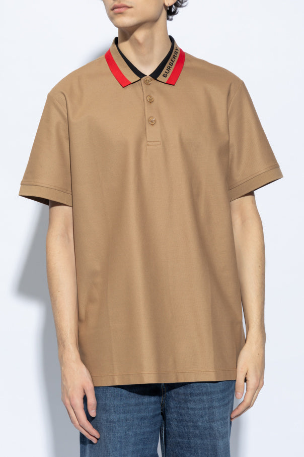 Мъжка луксозна поло тениска в бежово Men’s polo shirt Burberry Edney 8083155 A1420 Camel