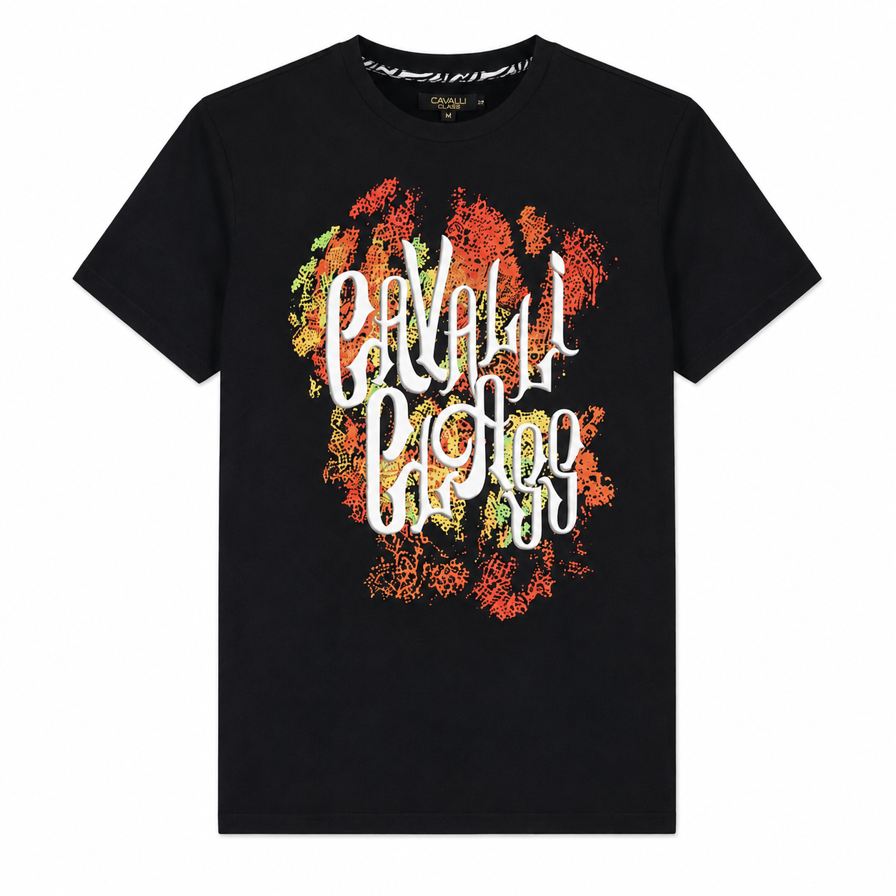 Мъжка черна тениска Cavalli Class Men T-shirt QXT61M JD060 05051 Front View
