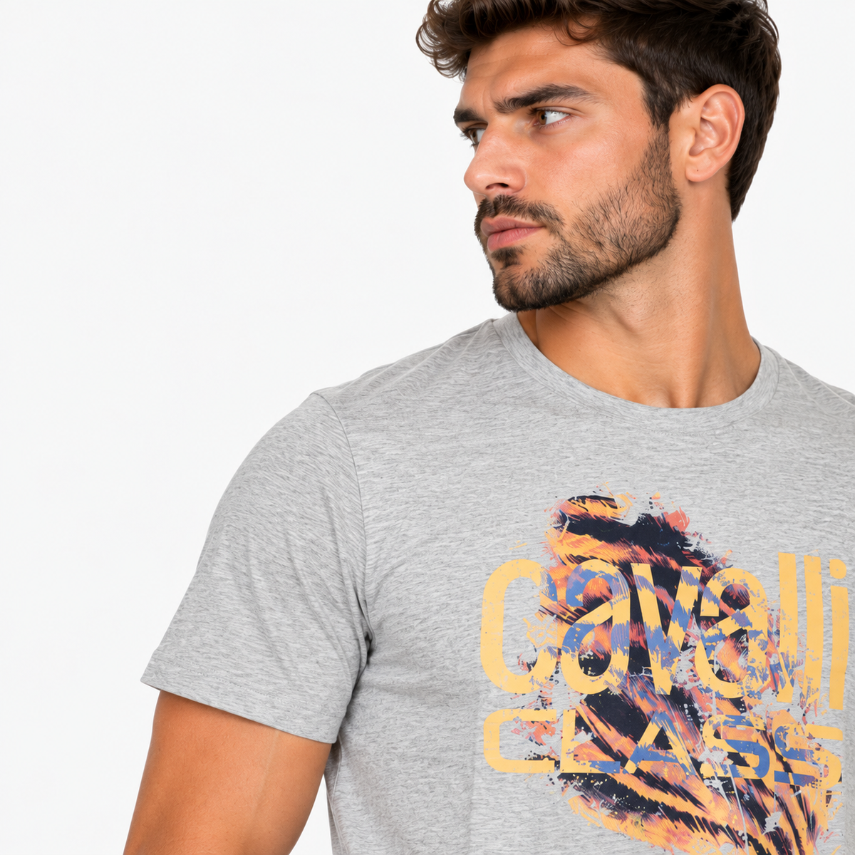Мъжка тениска Cavalli Class Men T-shirt QXT61PJD060 0496 Close-Up