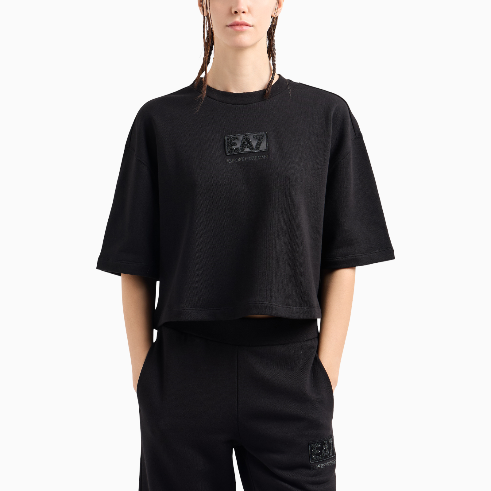 Дамска черна тениска EA7 Emporio Armani 7W000177 AF12473 Front