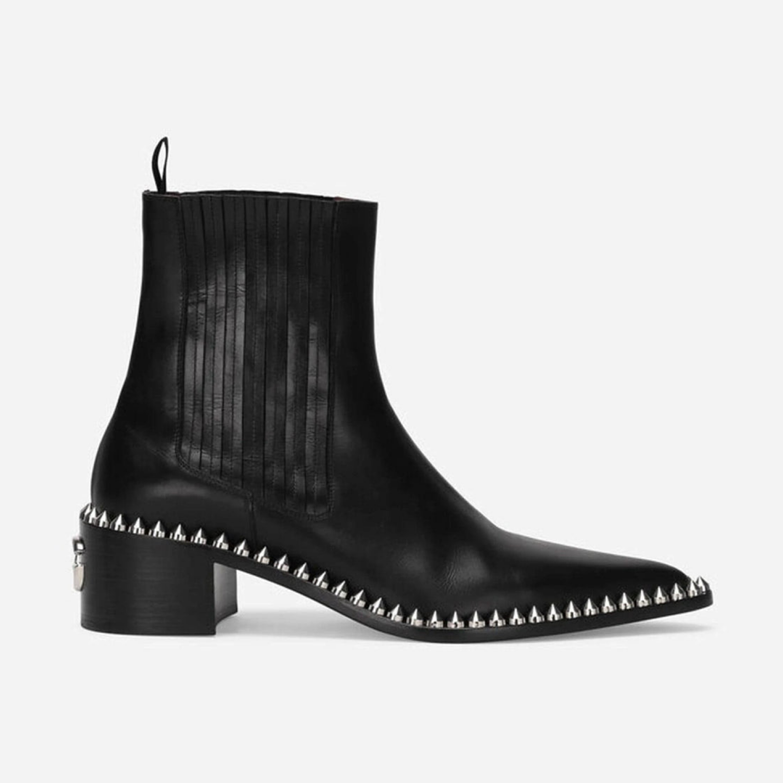 Dolce & Gabbana Achille Studded Brushed Leather Women Ankle Boots A60479 AB468 80999 Lateral View