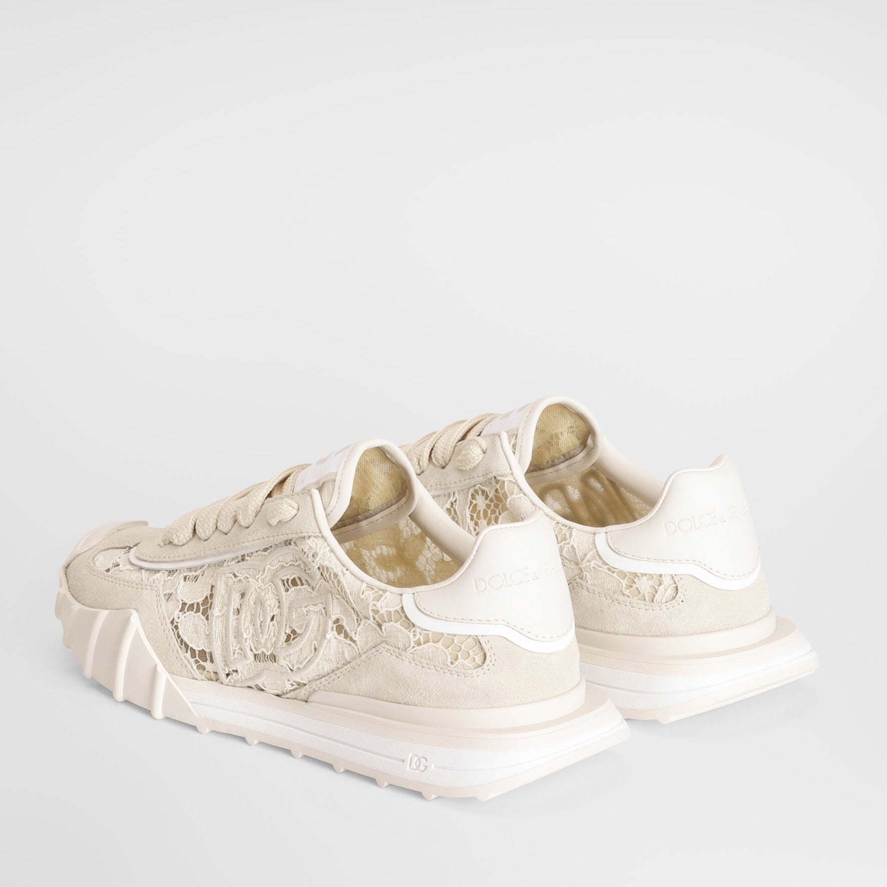 Dolce & Gabbana Beige Calf Leather Bos Taurus Sneakers CK2487A3S648Z180 Heel view