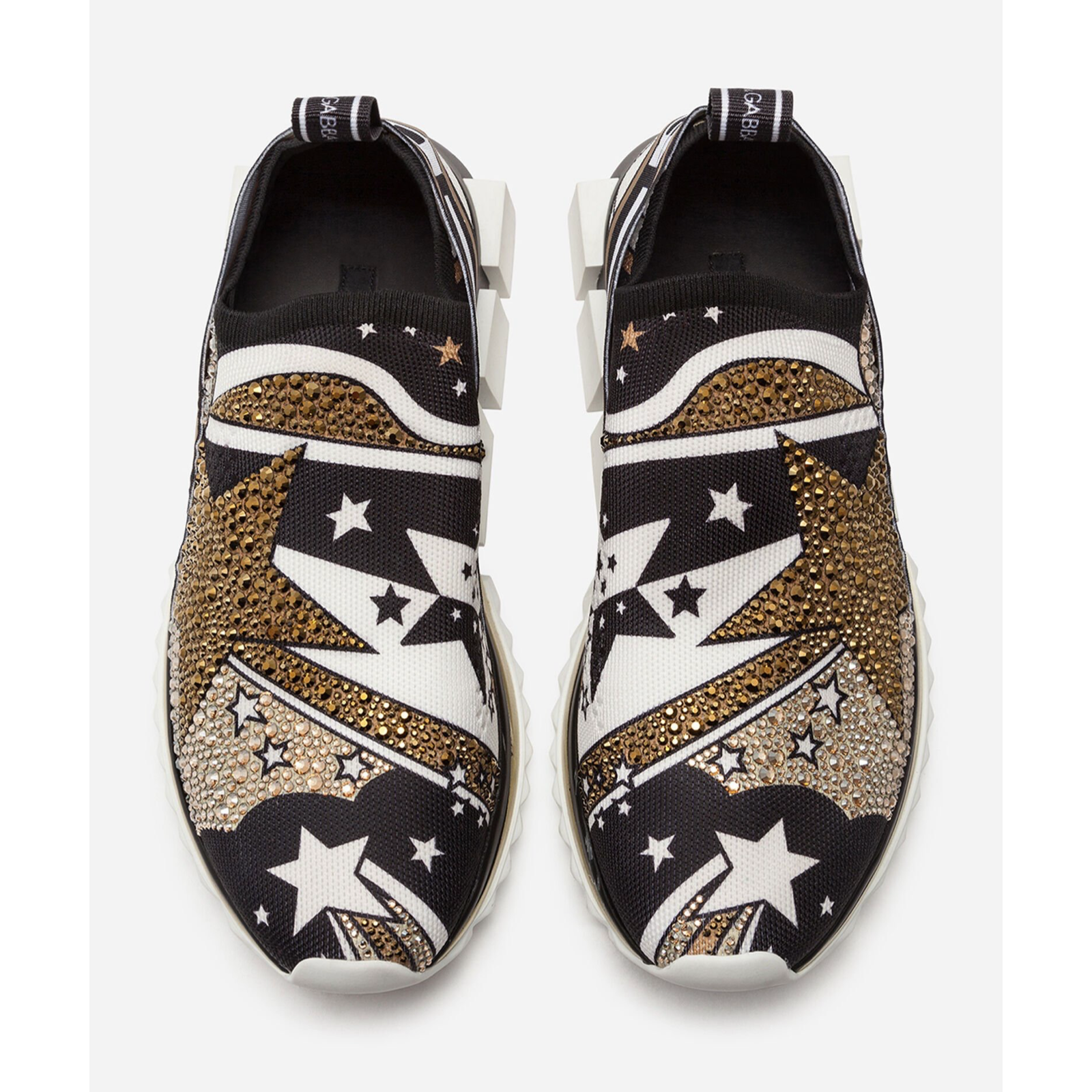 Dolce & Gabbana Embellished Rhinestones Sorrento Men Sneakers Top View