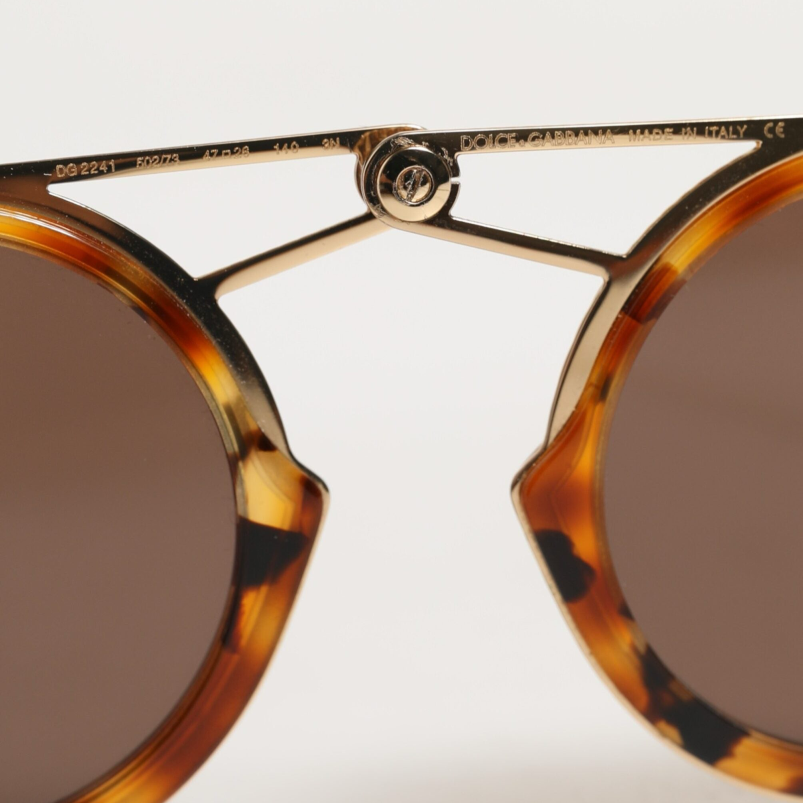 Dolce & Gabbana Gold Havana Frame DG Fatto A Mano Sunglasses DG2241 Close-Up